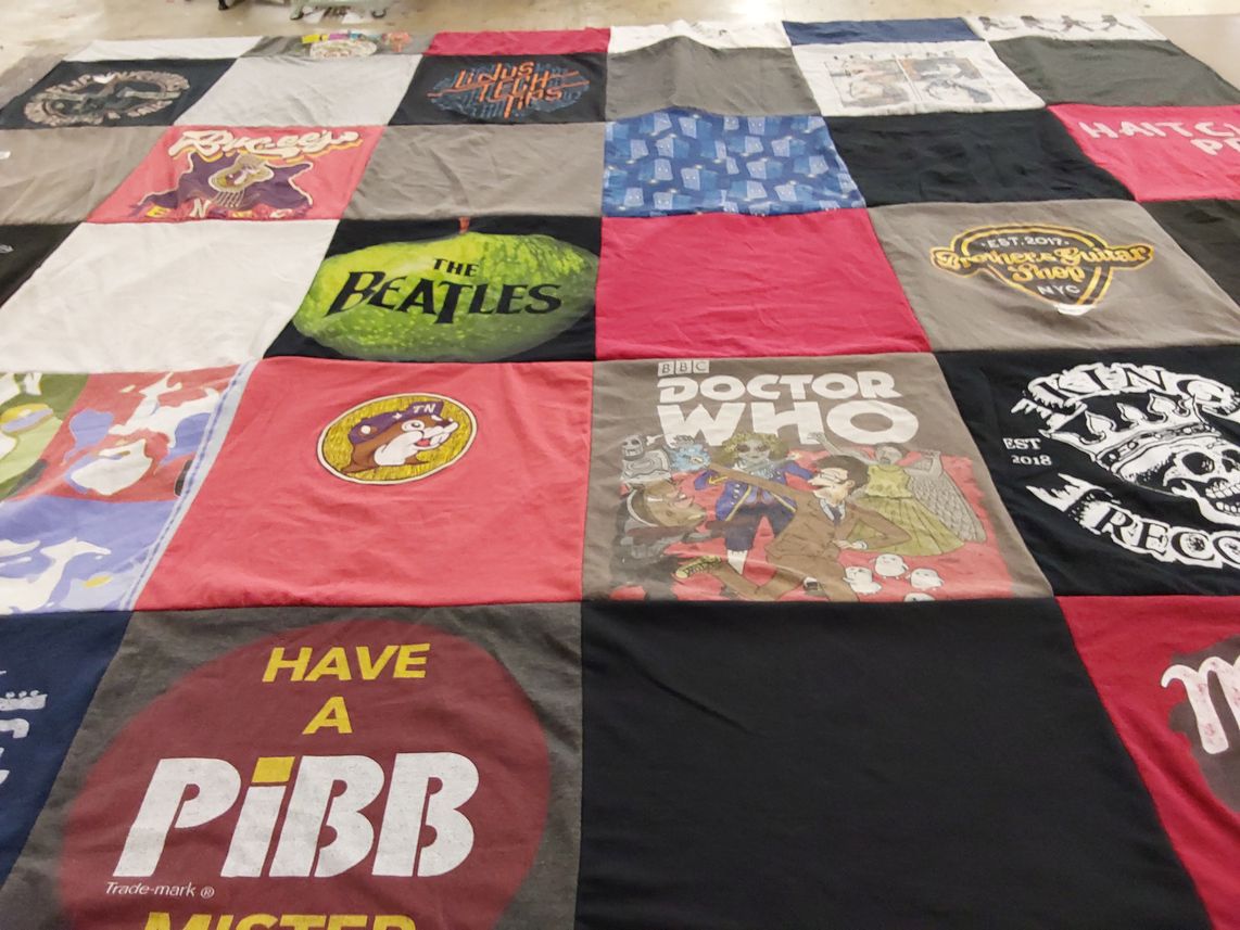 T-shirt quilt with music, television themes by Carrie from VA