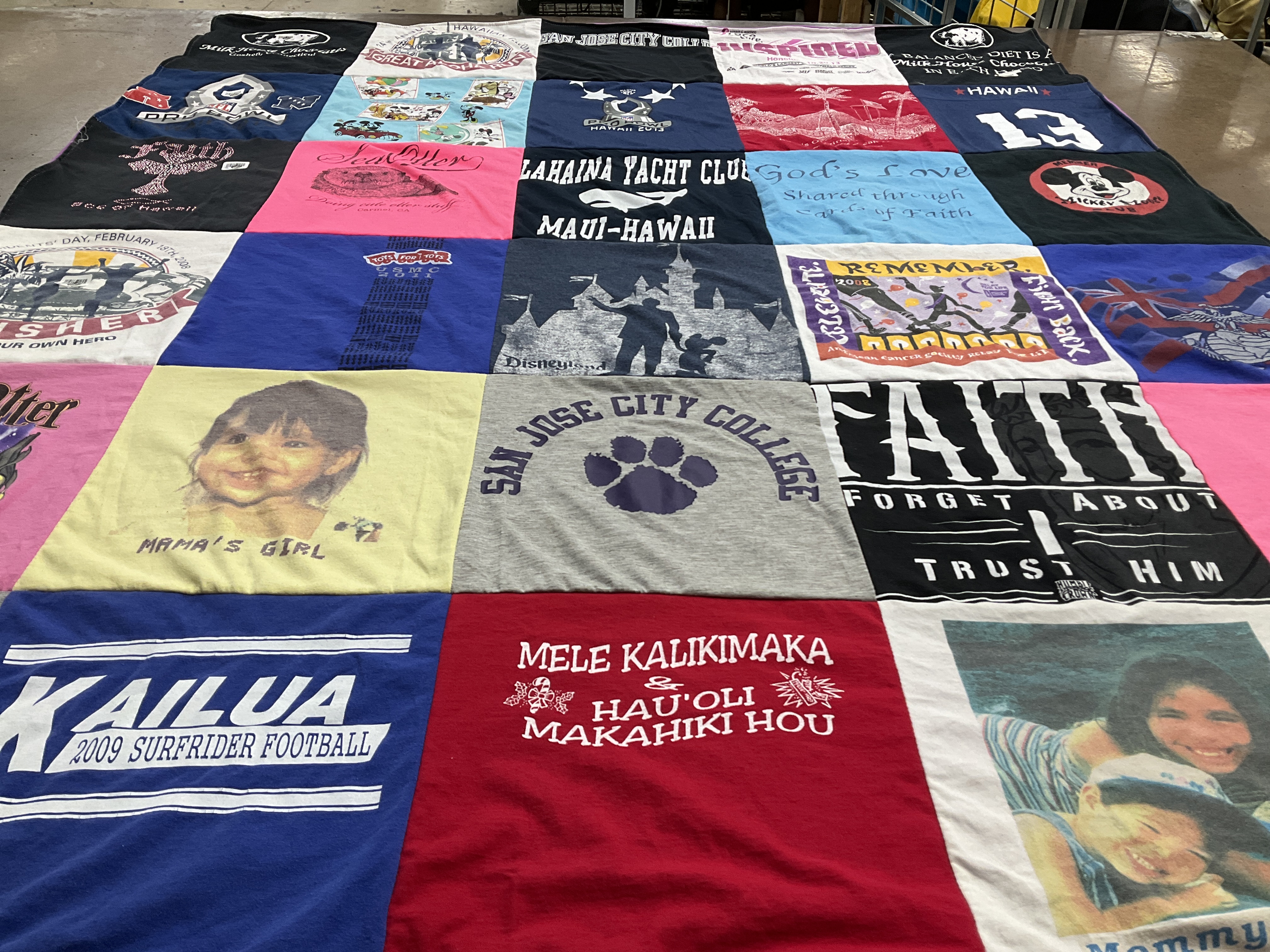 T-shirt quilt featuring surfrider football by Julie from HI