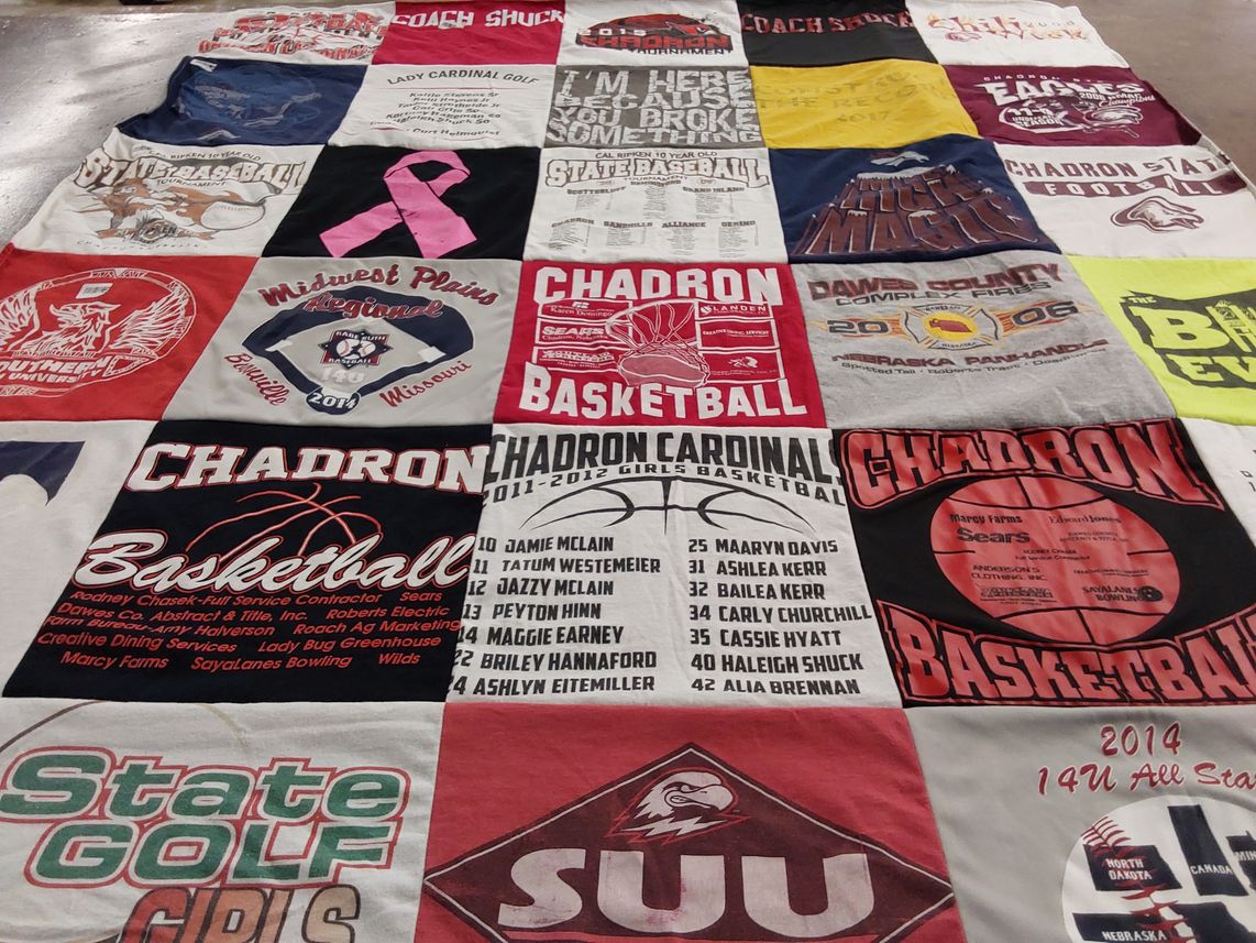 T-shirt quilt featuring chadron basketball by Shannon from NE