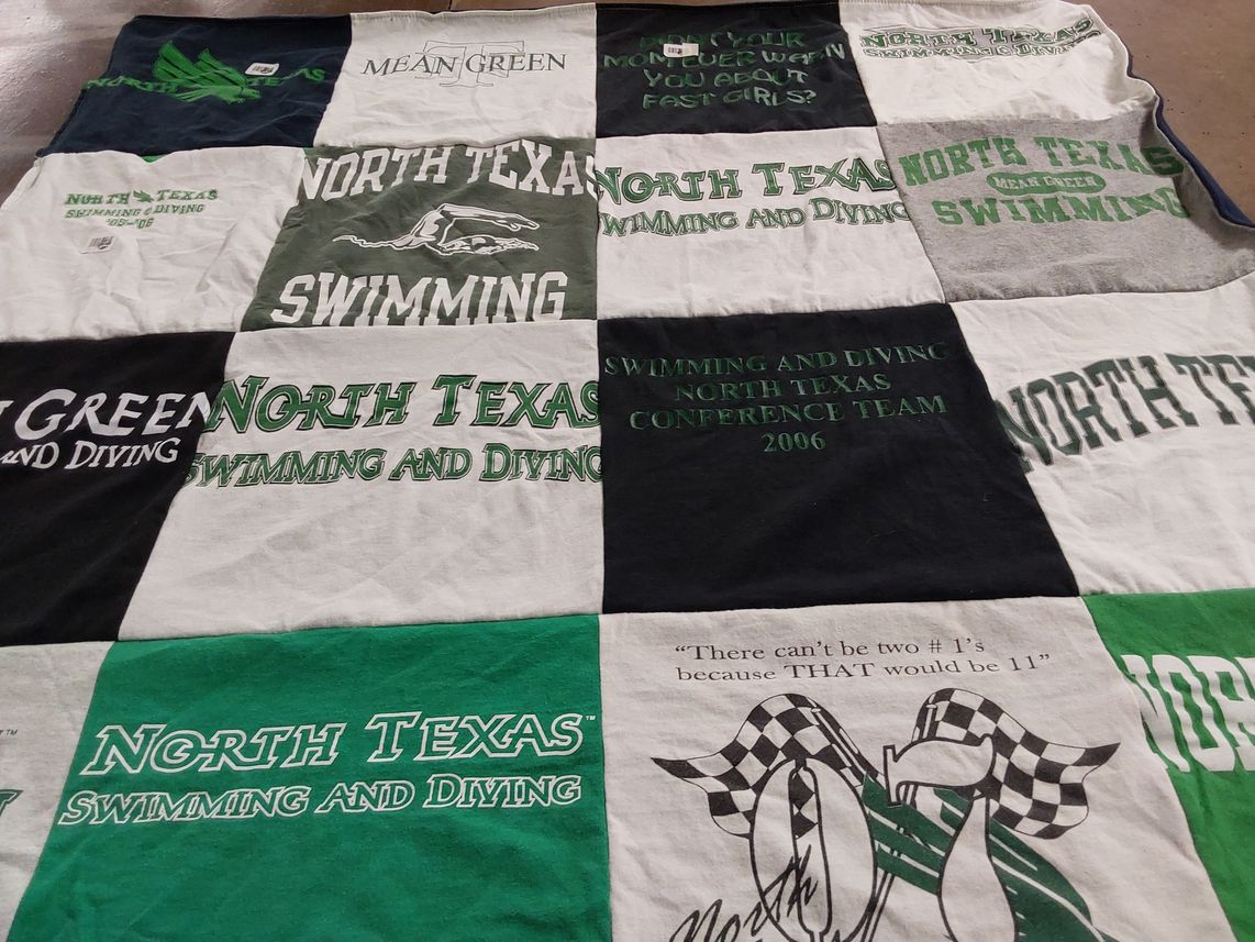 T-shirt quilt featuring university of north texas swimming and diving by Alesha from TX