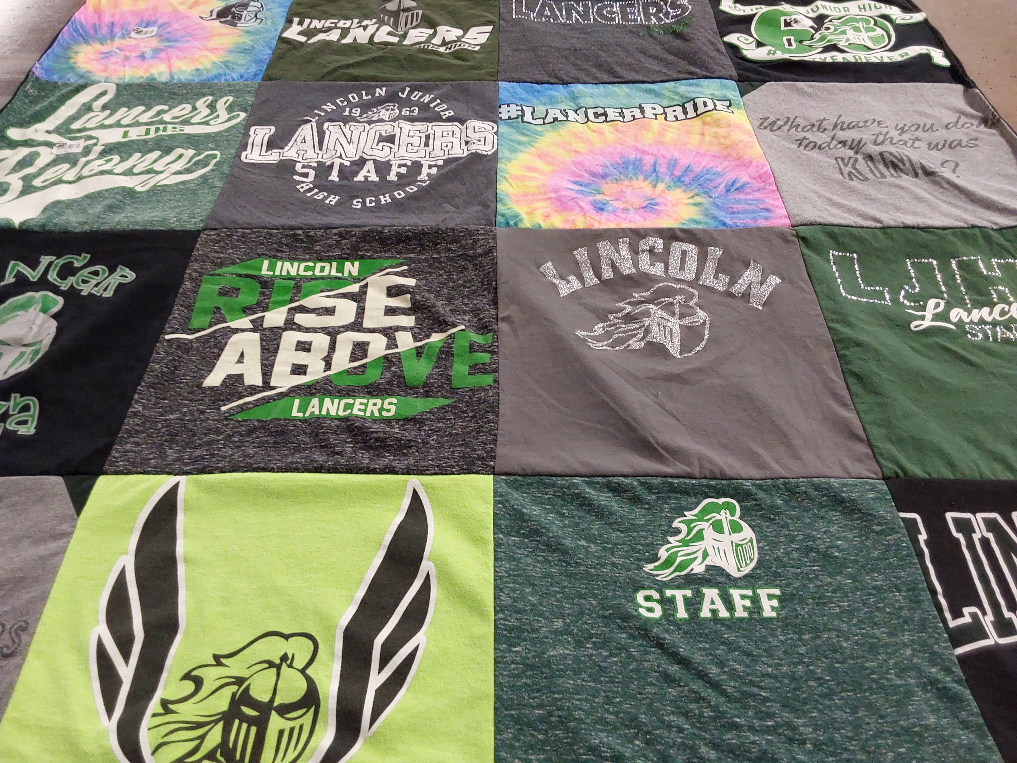 T-shirt quilt featuring lincoln lancers by Kristen from IL