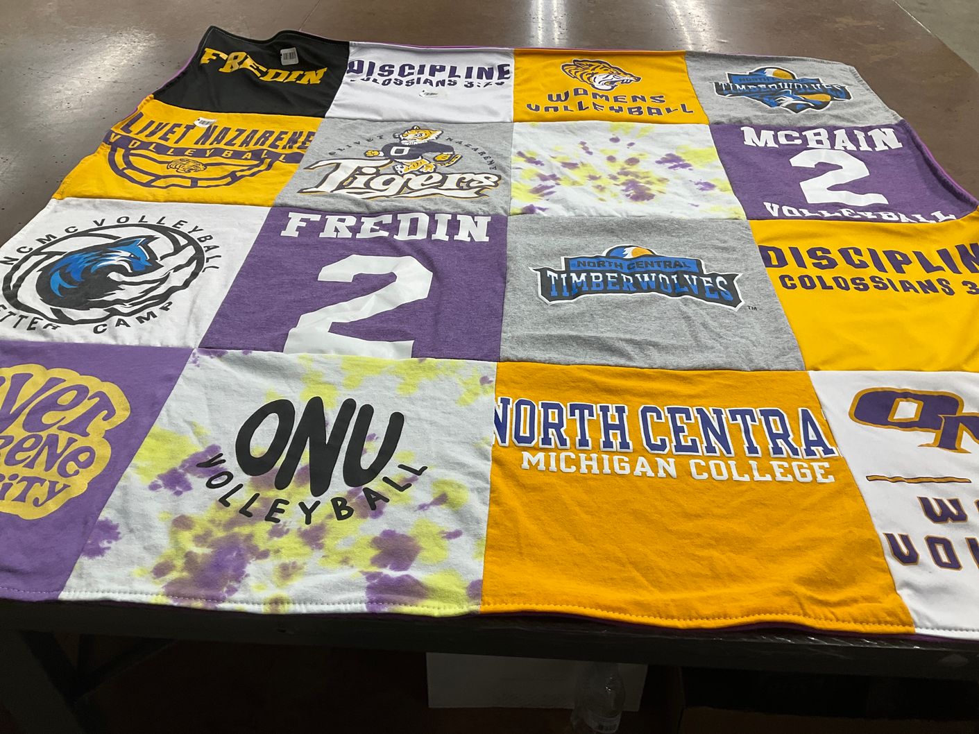 T-shirt quilt featuring nazarene volleyball, north central timberwolves by Analiese from IL