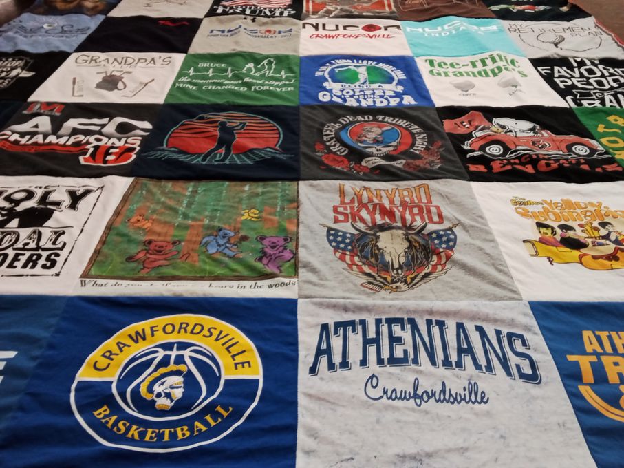T-shirt quilt featuring crawfordsville basketball by Linda from IN