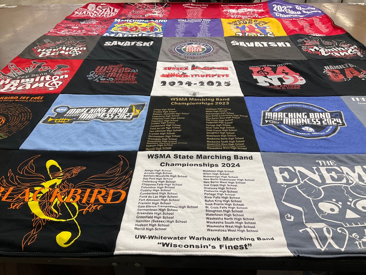T-shirt quilt from antigo high school, baldwin-woodville high school by Julia from WI