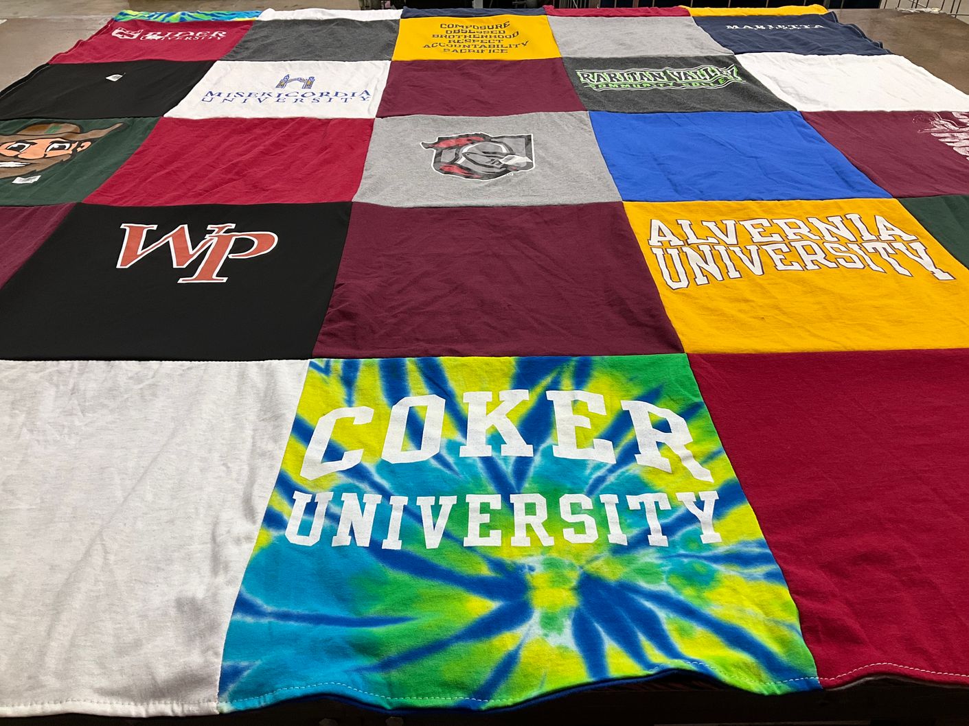 T-shirt quilt from coker university, alvernia university by Kaitlyn from NC
