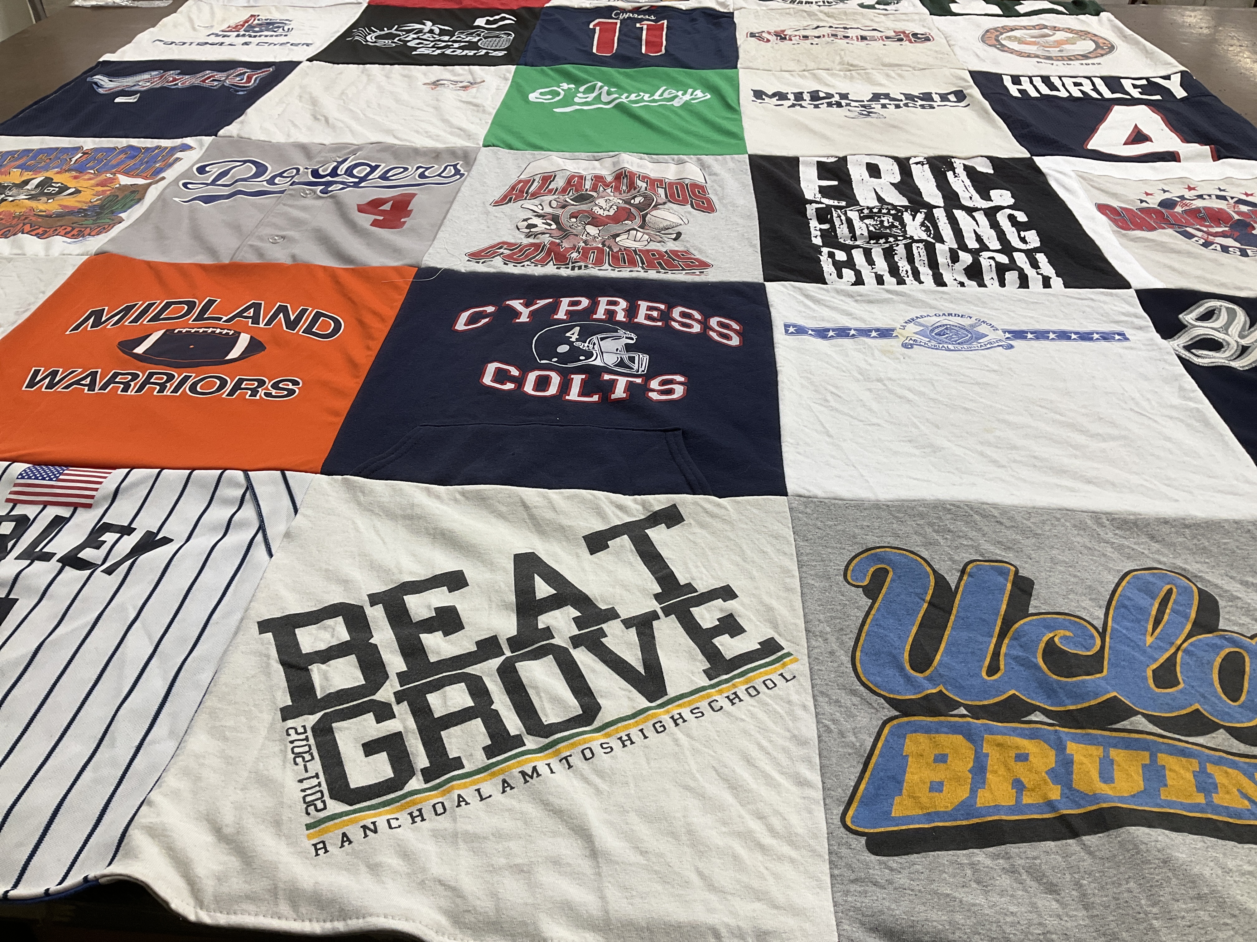 T-shirt quilt featuring midland warriors, cypress colts by Kalynn from CA