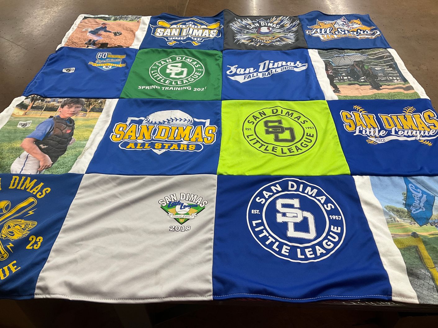T-shirt quilt featuring san dimas little league by Maritza from CA