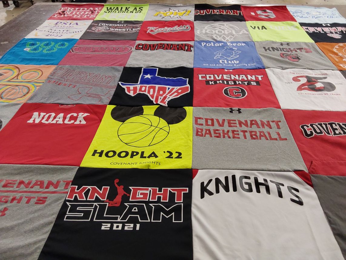 T-shirt quilt featuring covenant knights basketball, covenant knights wrestling by Mollye from TX