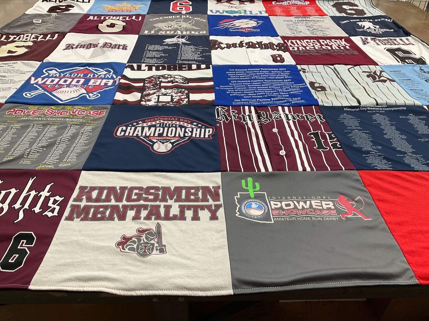 T-shirt quilt featuring kingsmen baseball team, kings park high school baseball team by Marissa from NY