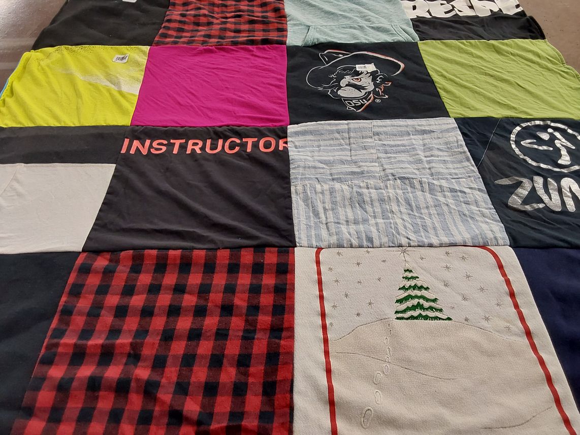 T-shirt quilt from oklahoma state university by Heather from AR