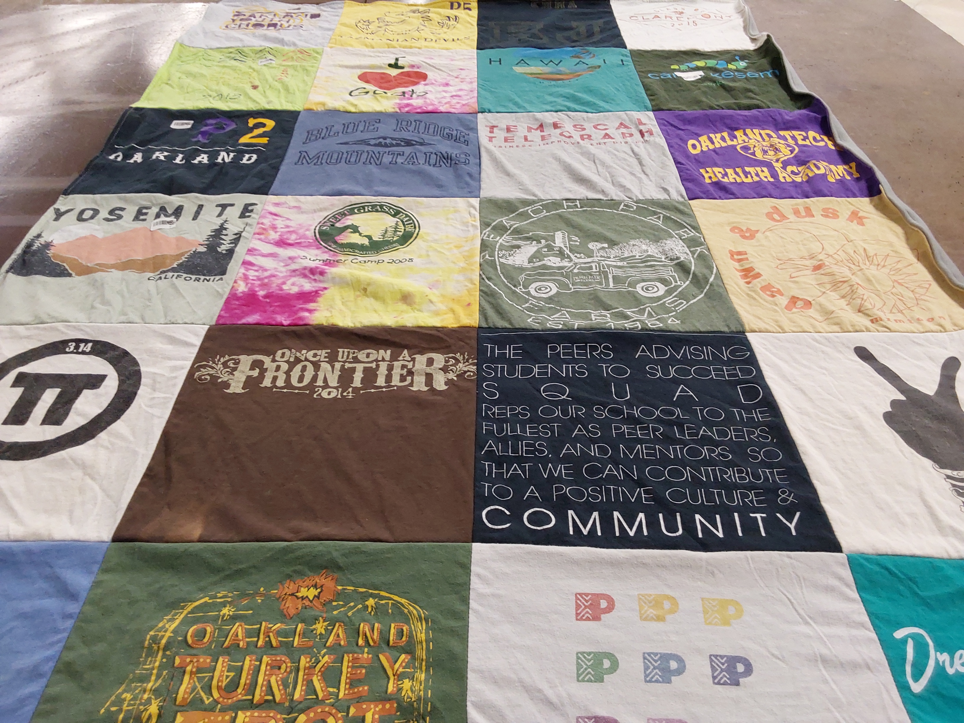 T-shirt quilt from oakland technical high school by Shea from CA