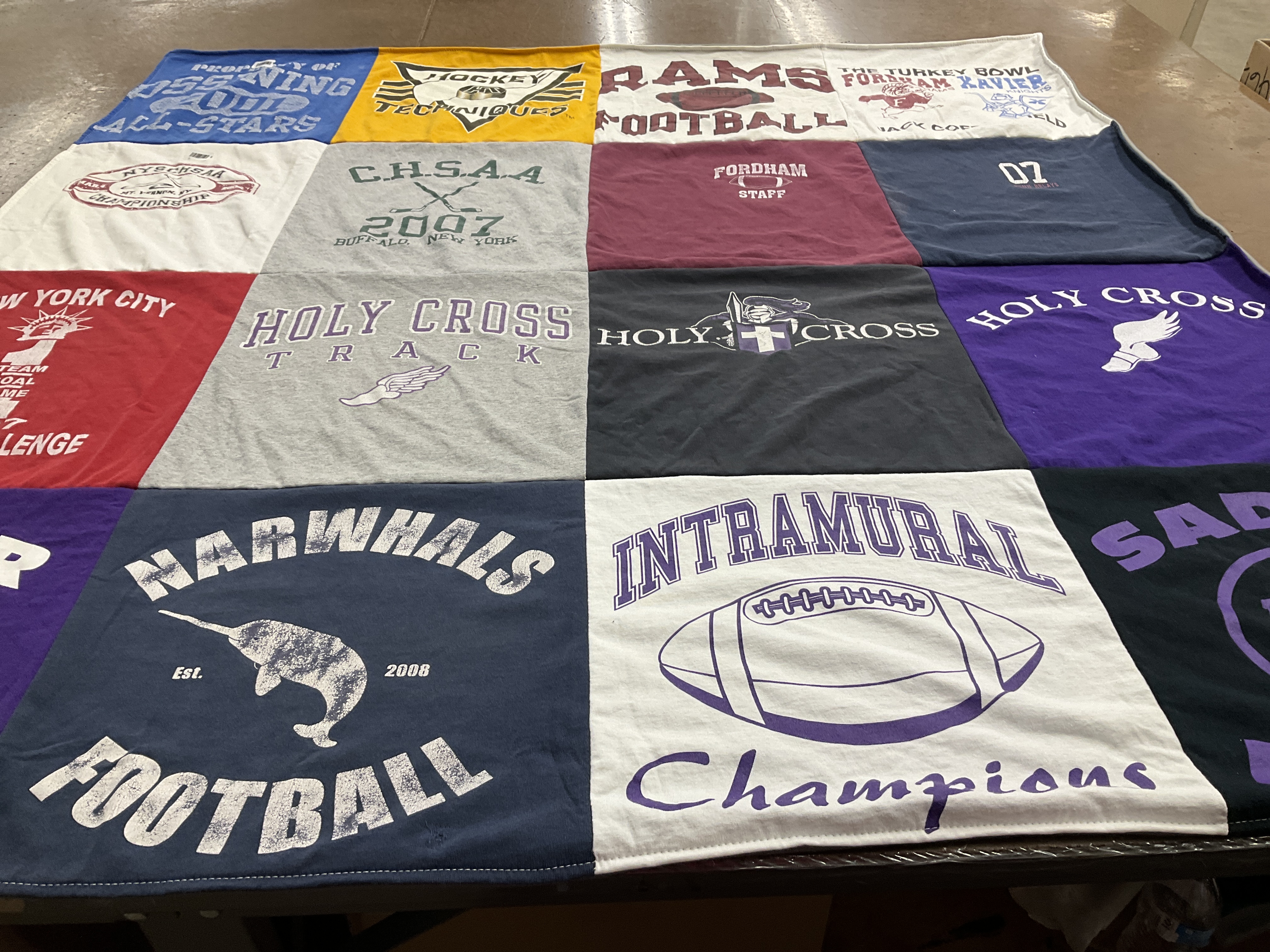 T-shirt quilt featuring fordham university football, narwhals football by Ken from CT