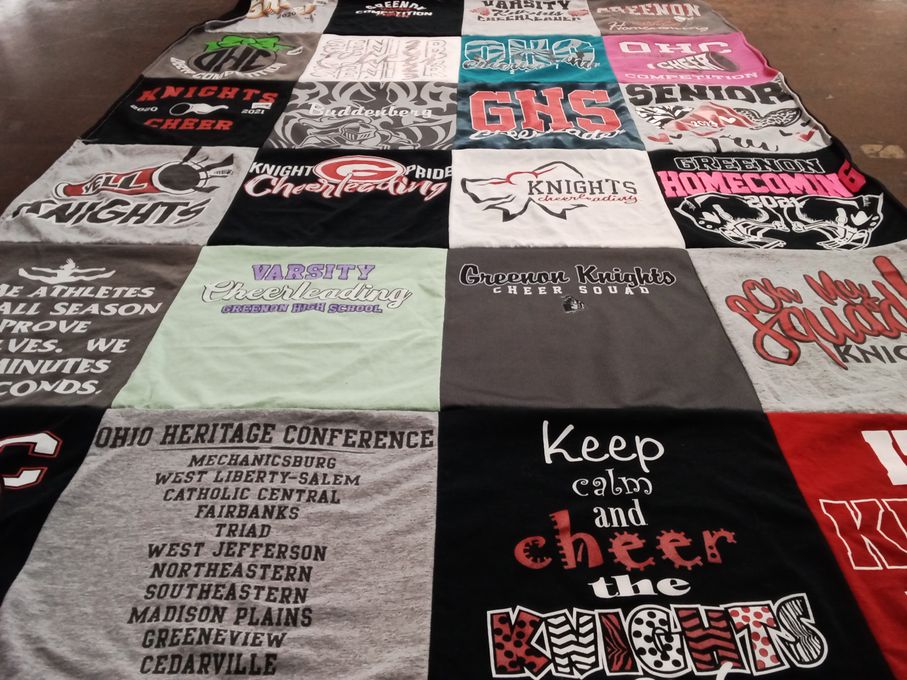 T-shirt quilt featuring greenon knights by Suzie from OH