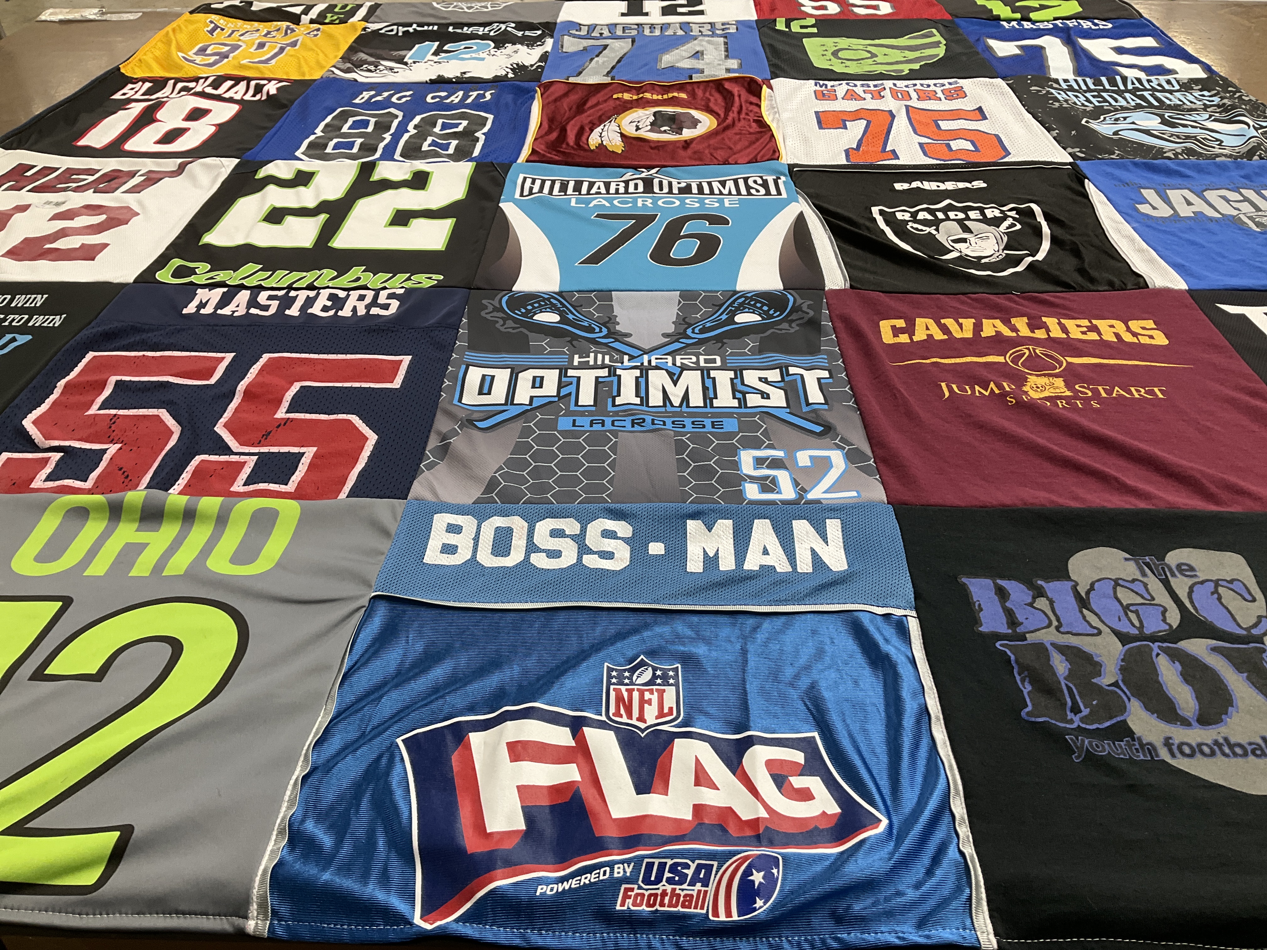 T-shirt quilt featuring raiders, big cats by Michelle from OH