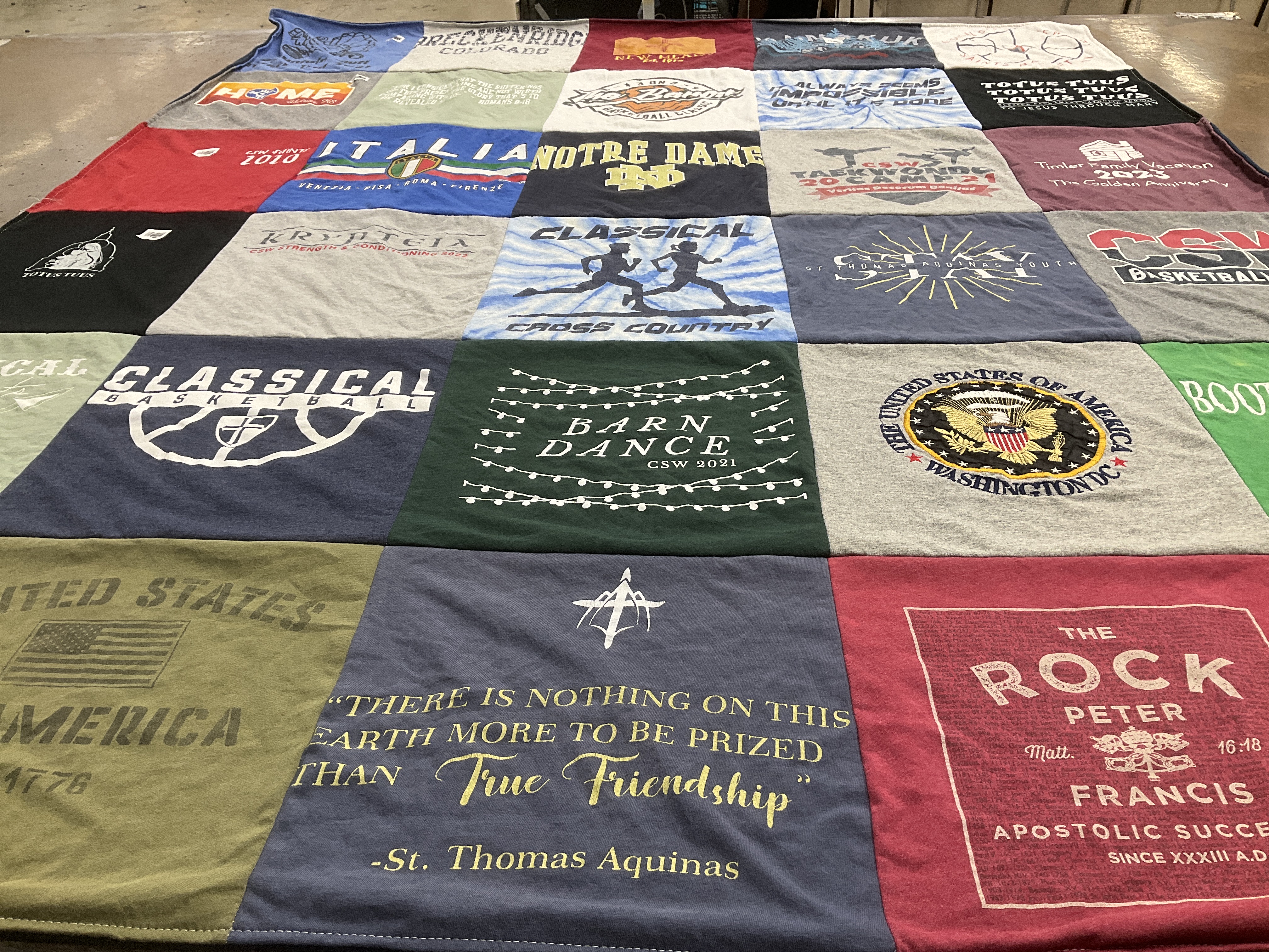 T-shirt quilt from classical high school, notre dame university by Adrienne from KS