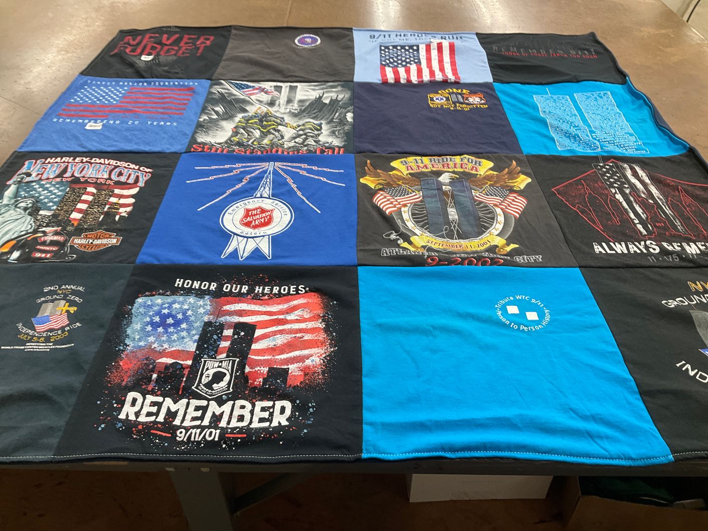 T-shirt quilt with military, patriotism themes by carlos from NY