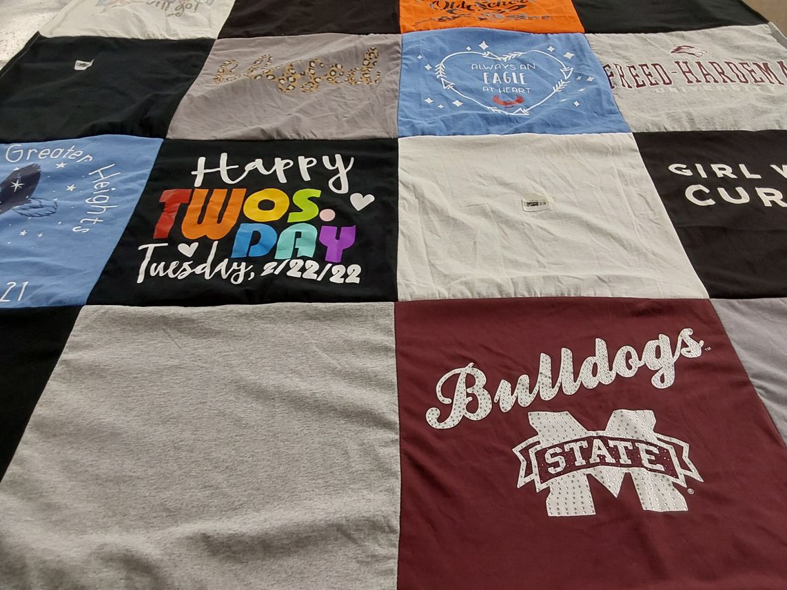 T-shirt quilt featuring mississippi state university bulldogs by Pamala from TN
