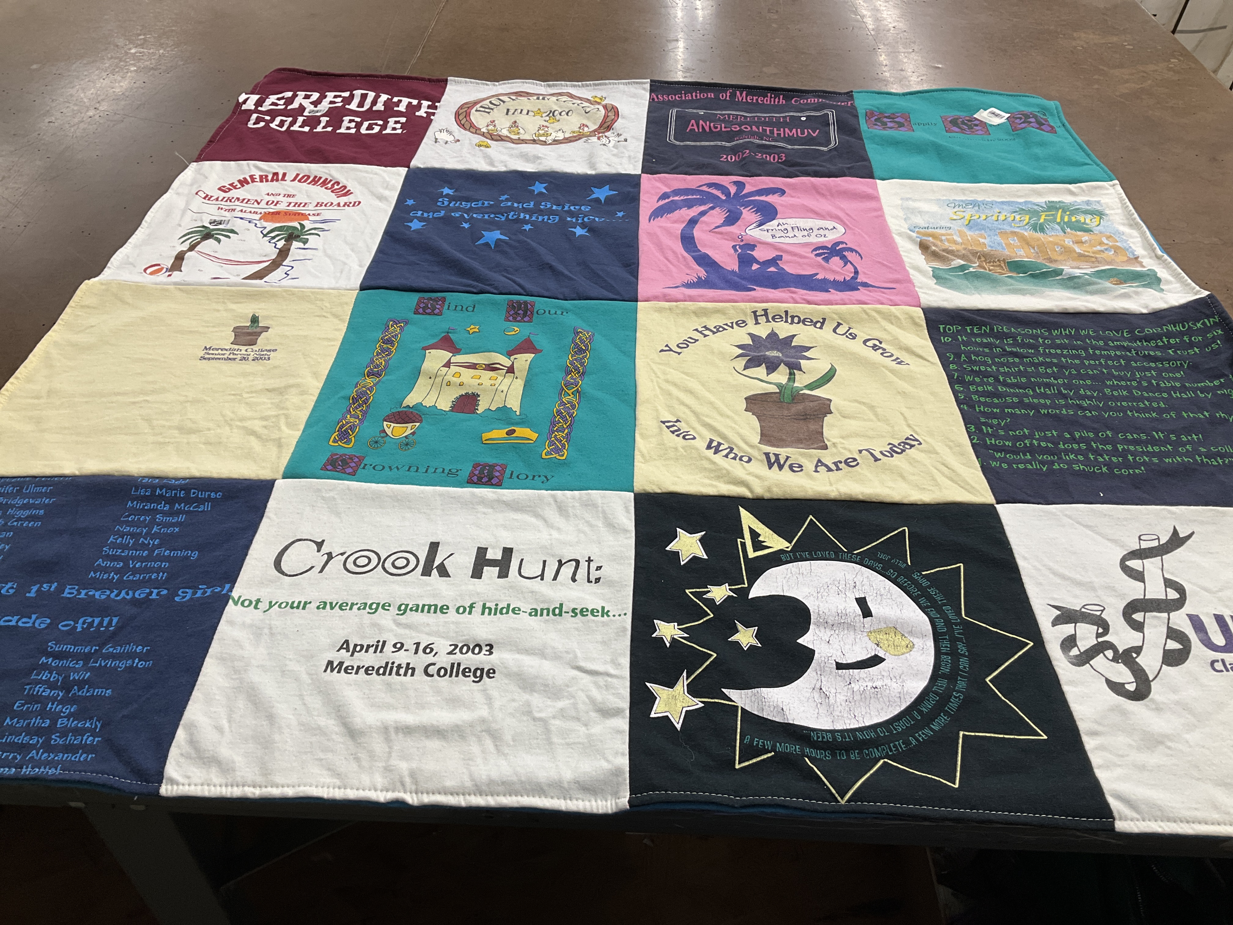 T-shirt quilt from meredith college by Mary Rob from SC
