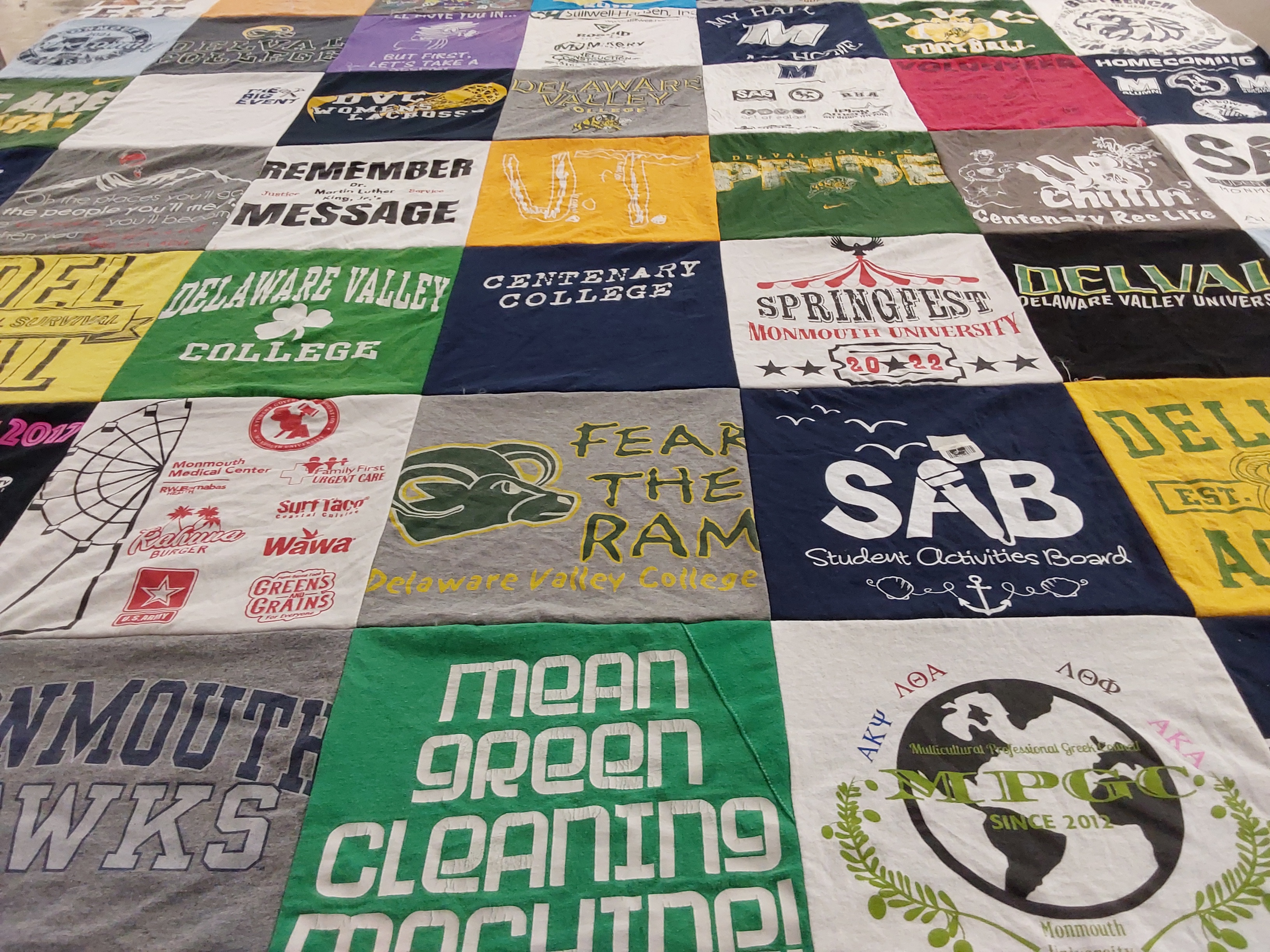 T-shirt quilt featuring monmouth hawks by Lindsay from NJ