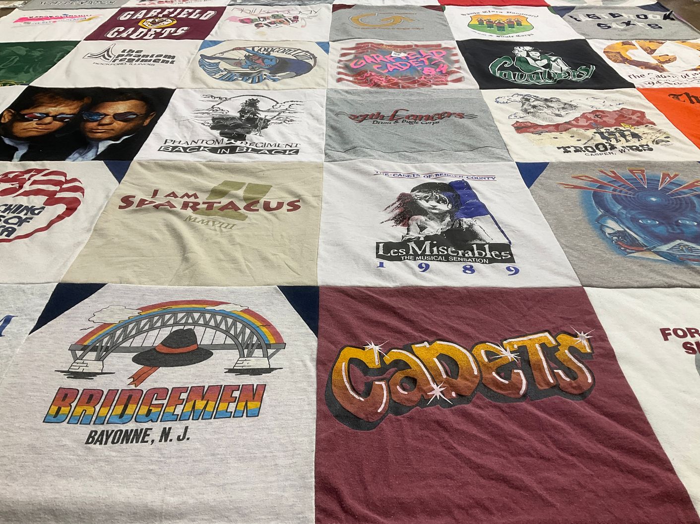 T-shirt quilt with music, theater themes by Lisa from IN