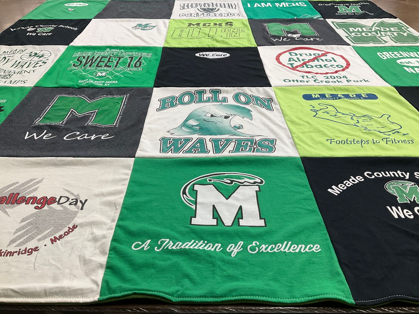 T-shirt quilt featuring meade county waves by Stacy from KY