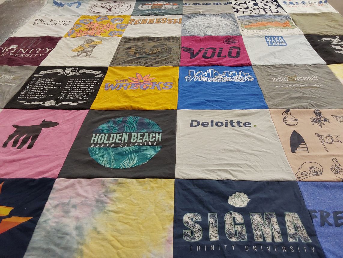 T-shirt quilt from trinity university by Birgitta from CO