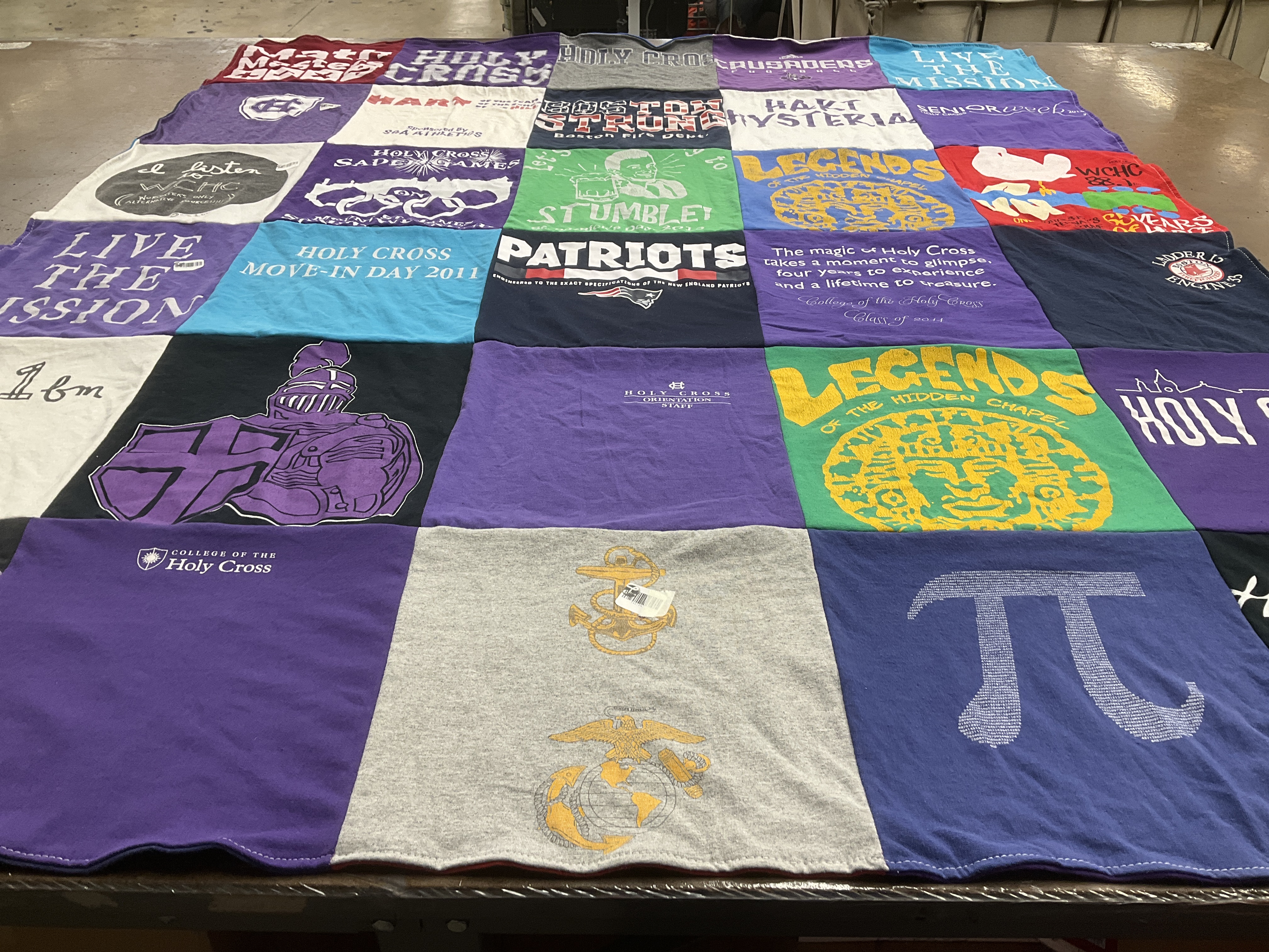 T-shirt quilt from college of the holy cross by Erin from MN