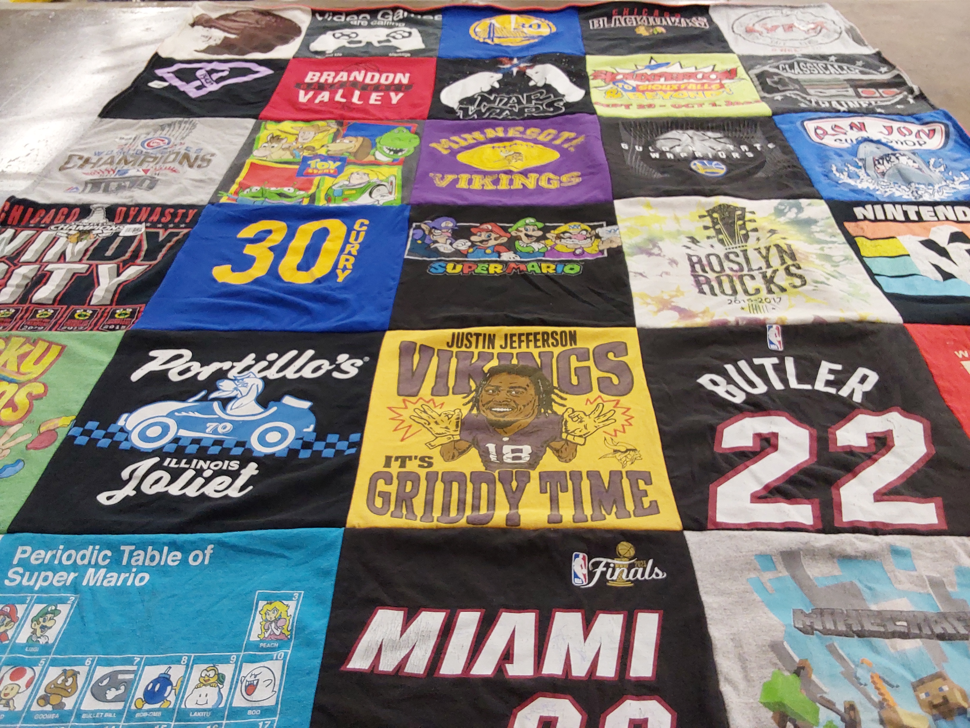 T-shirt quilt featuring minnesota vikings, miami heat by Sheila from SD