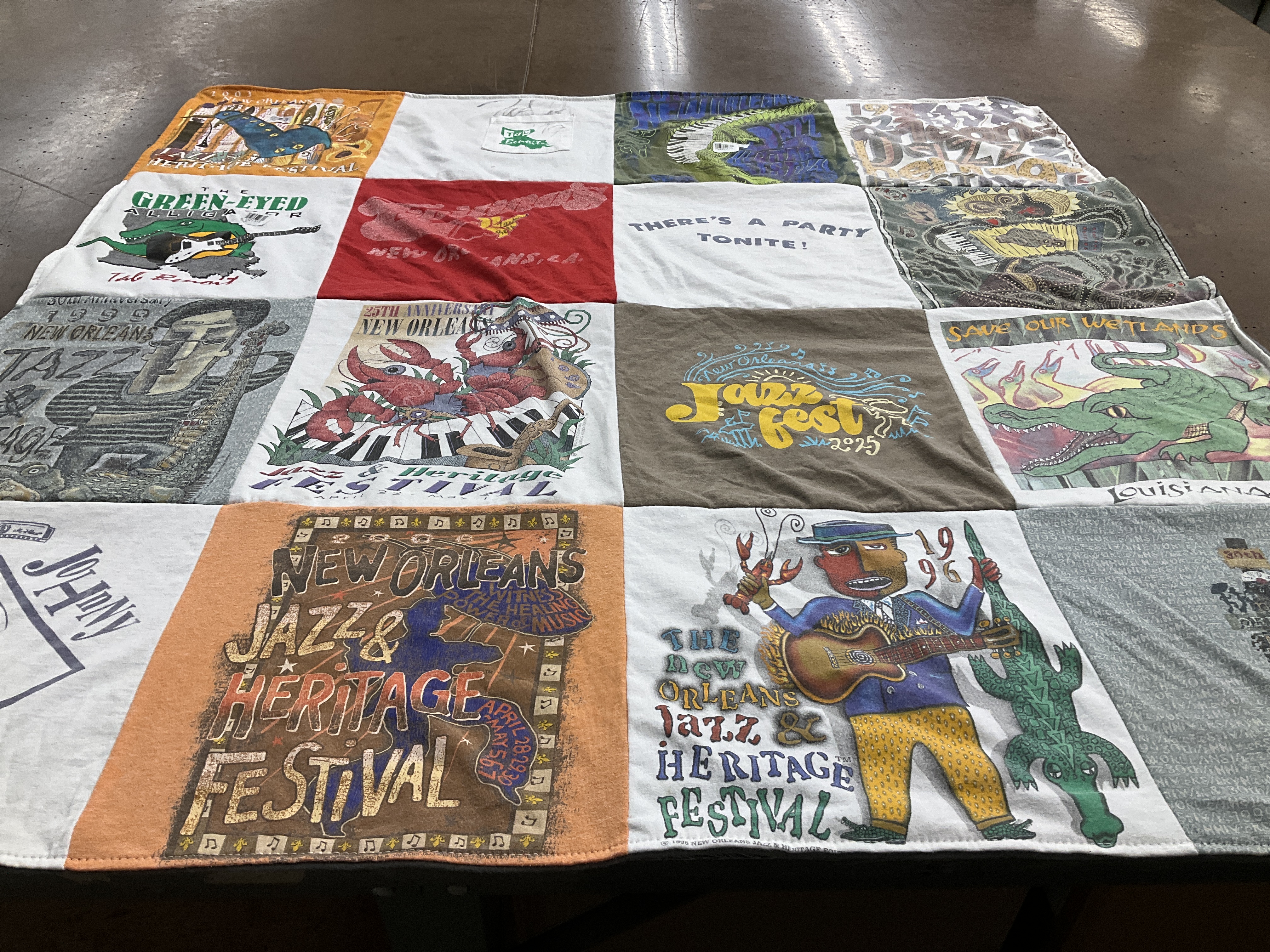 T-shirt quilt with jazz music, festivals themes by Beth from NC
