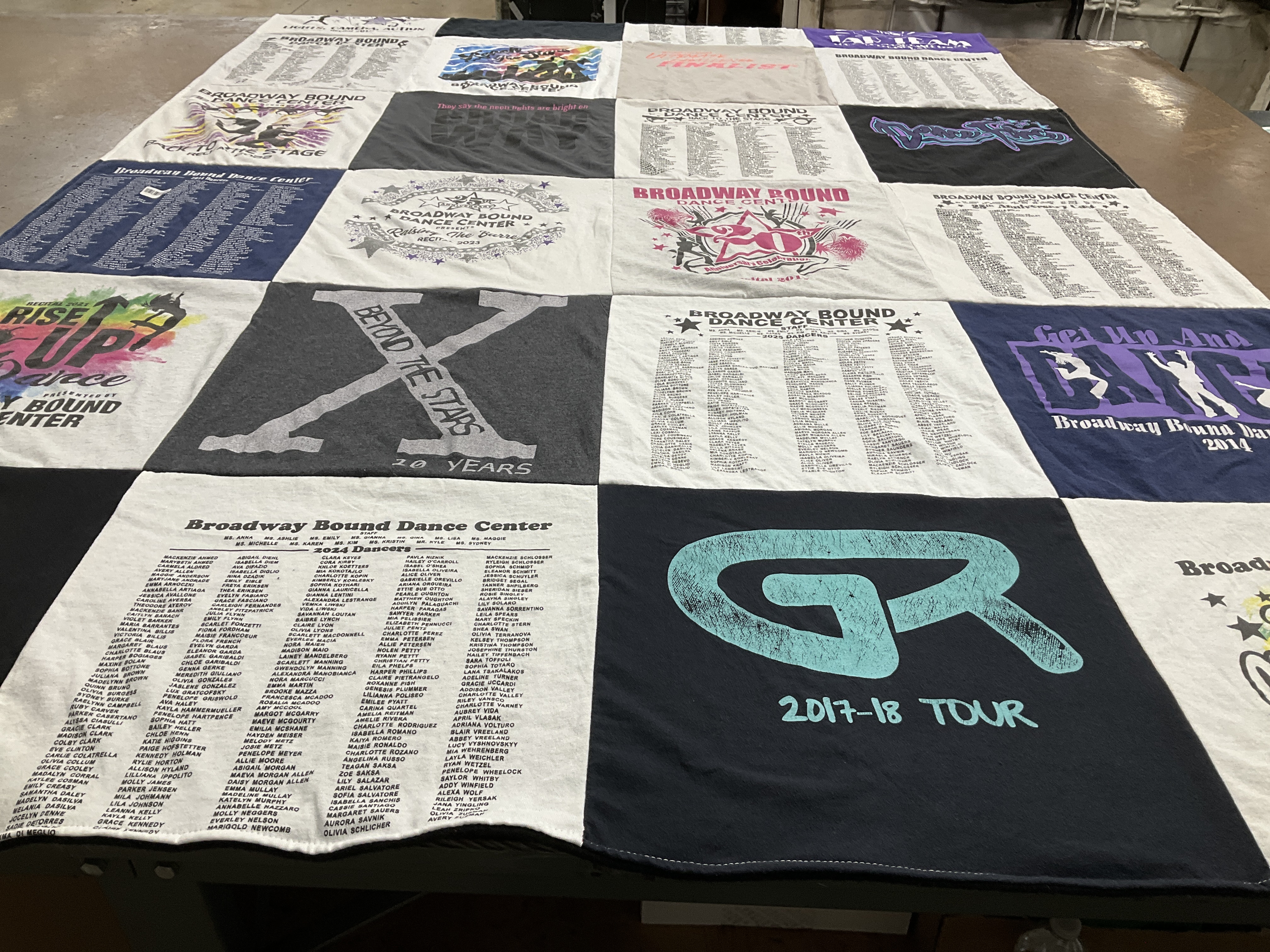 T-shirt quilt with dance, theater themes by Kimberly from NJ