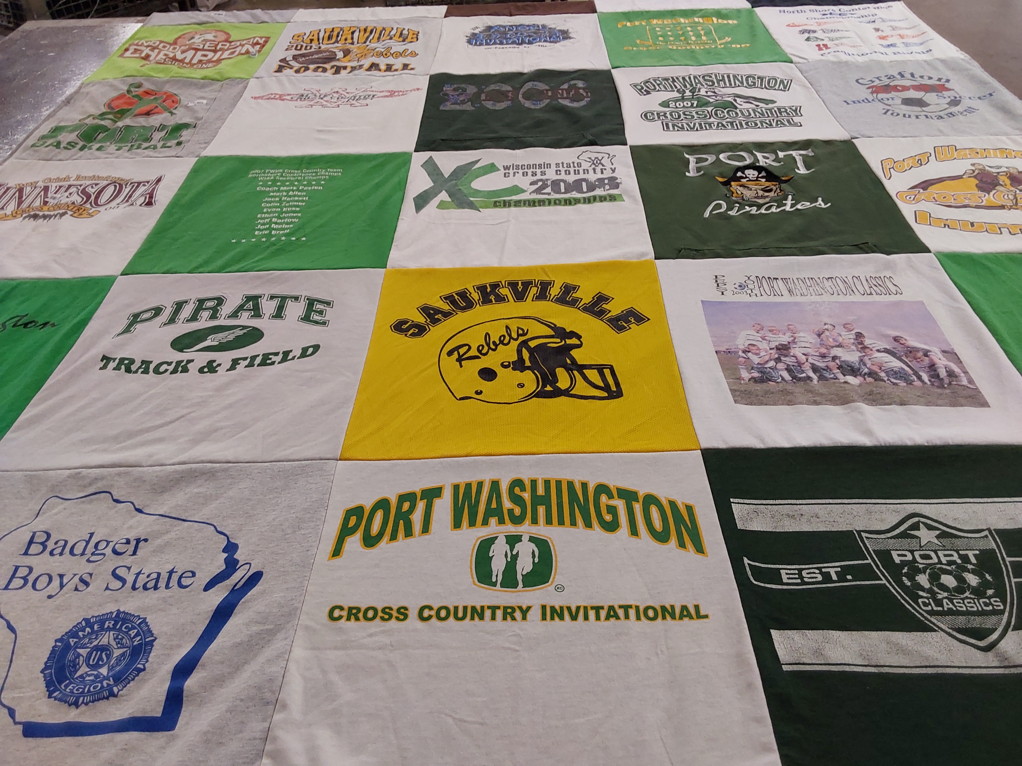 T-shirt quilt featuring port pirates, saukville rebels by Eric from TX