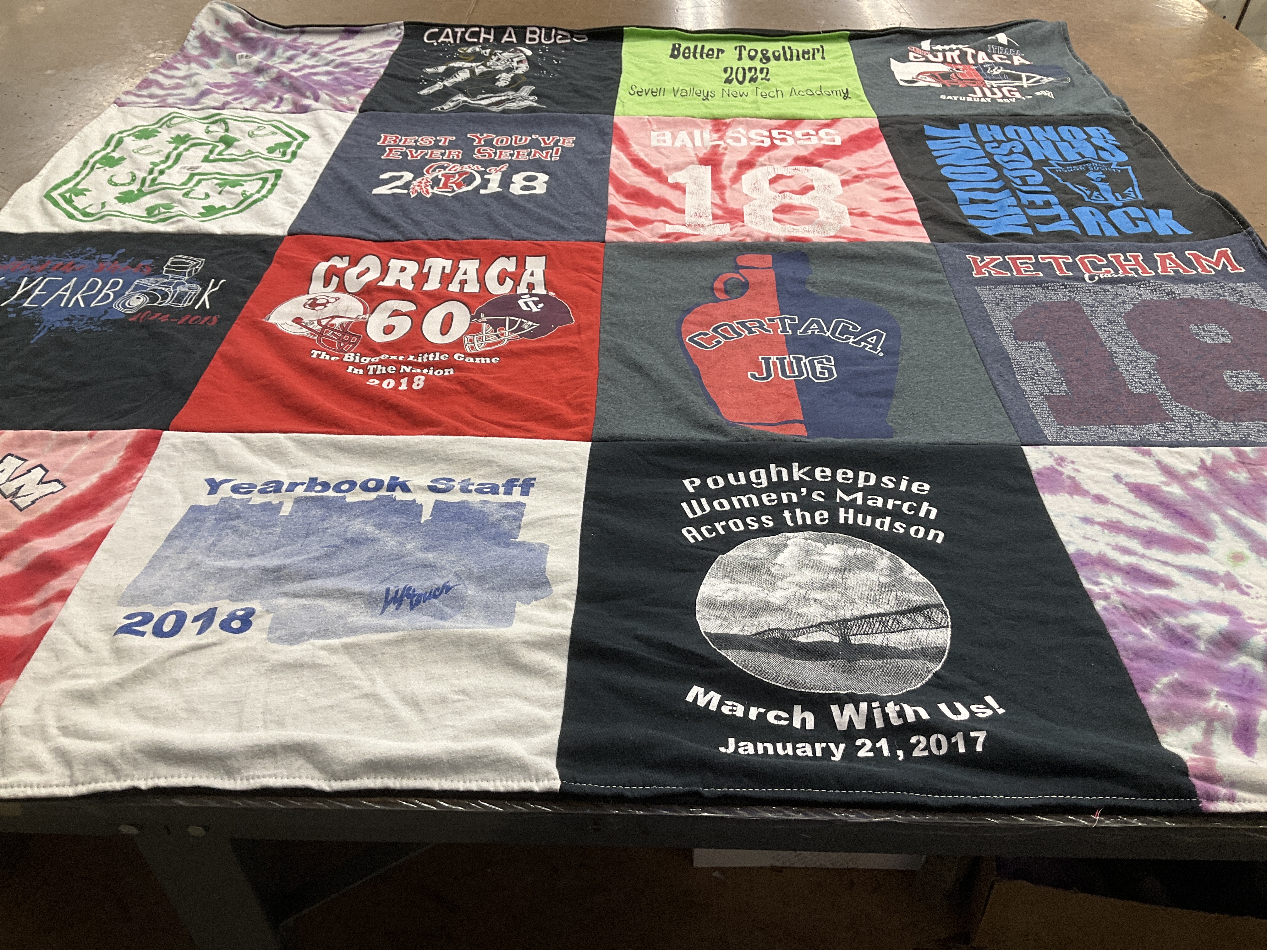 T-shirt quilt featuring cortland college football by Bailey from NY