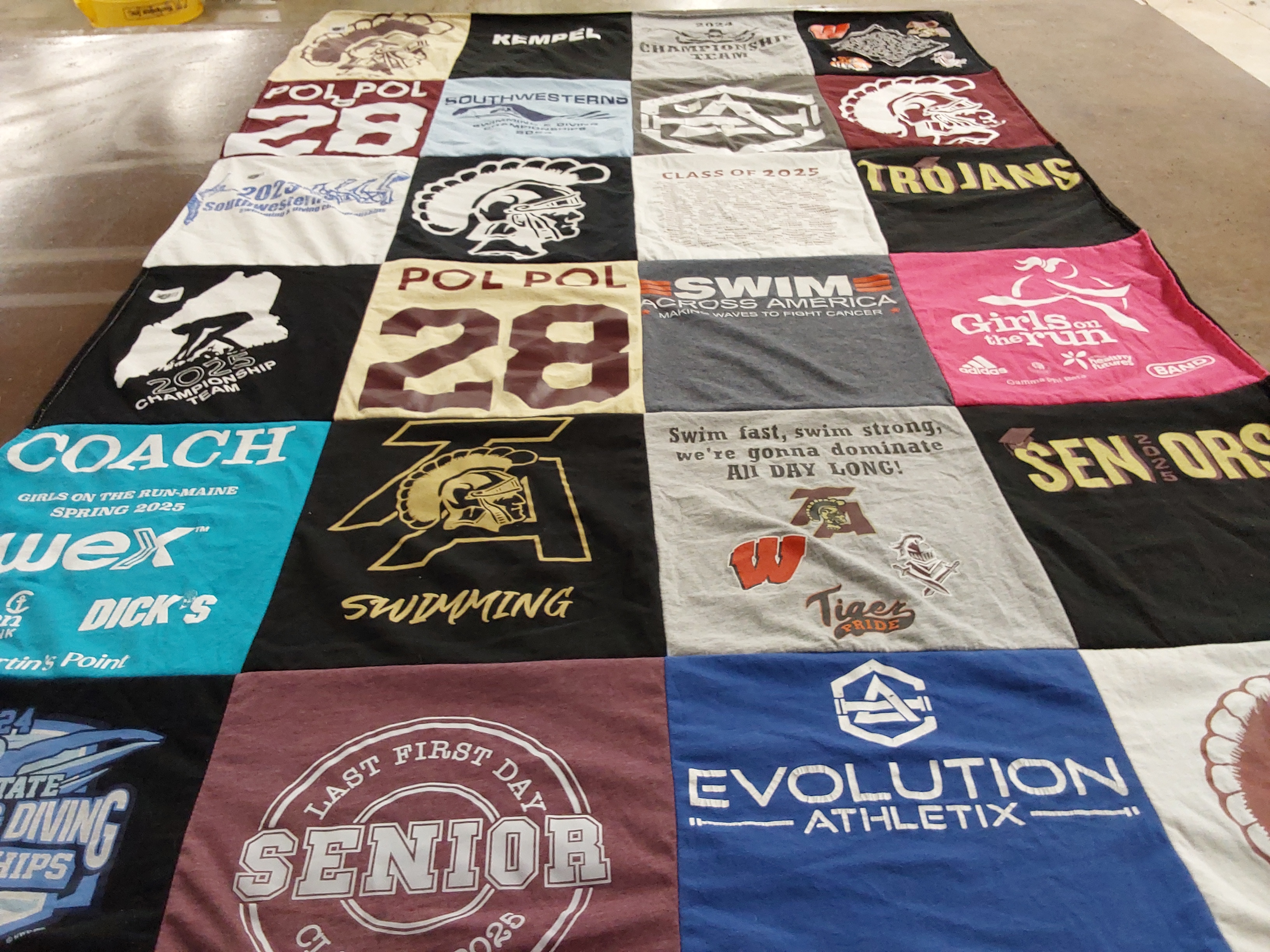 T-shirt quilt featuring trojans, tigers by Polina from ME