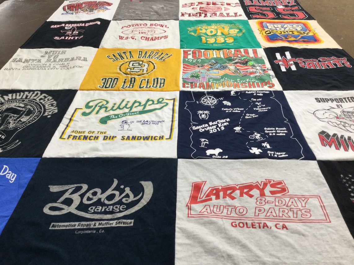 T-shirt quilt featuring santa barbara saints by Renee from TX