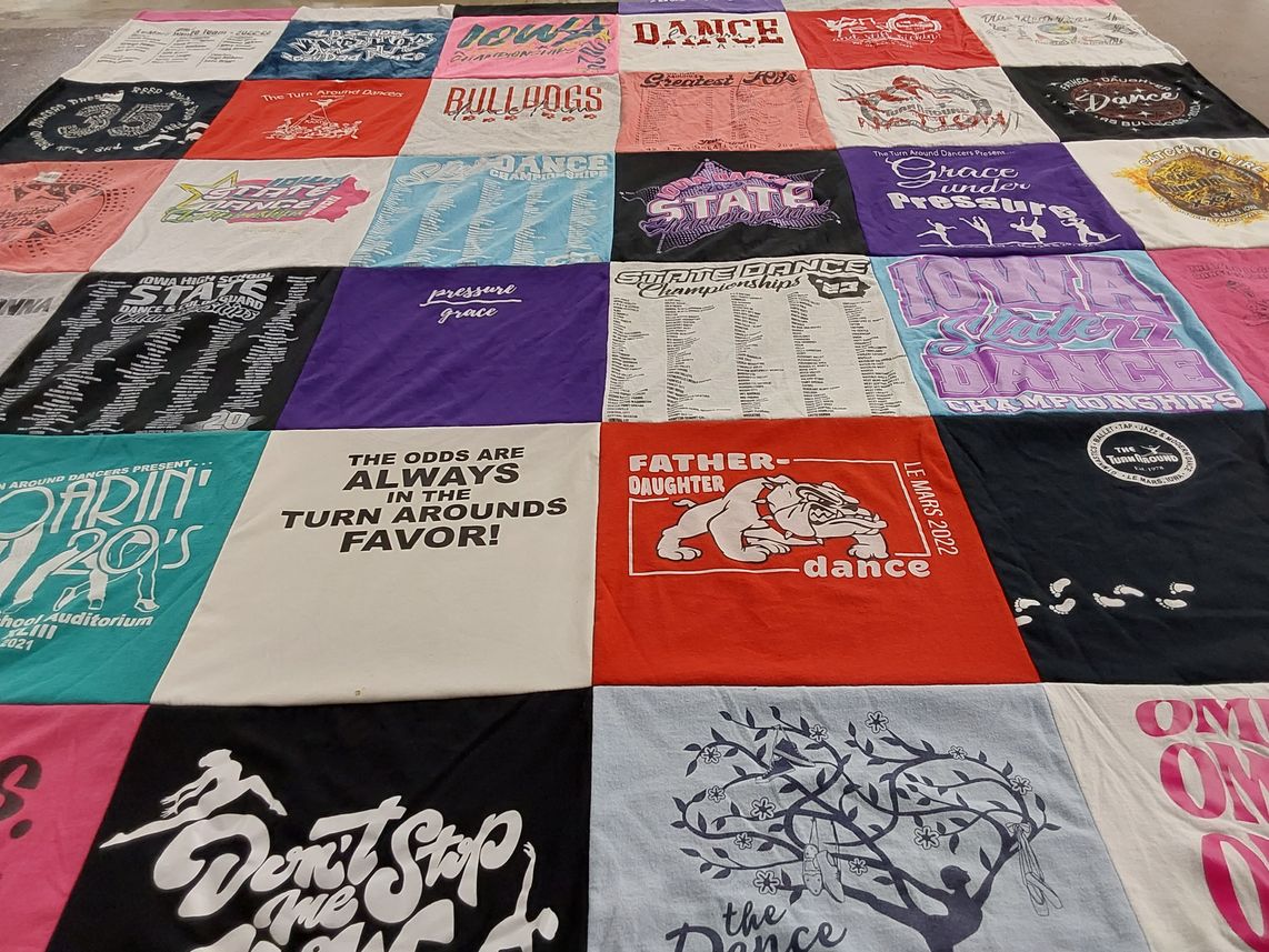 T-shirt quilt featuring iowa state university dance team by Jennifer from IA