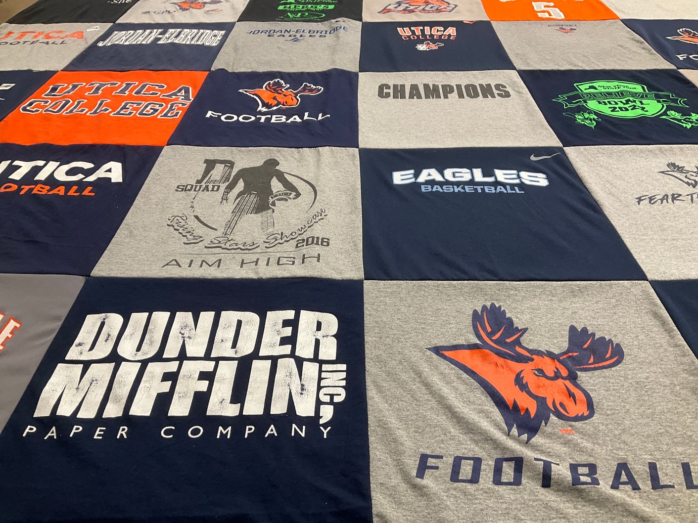 T-shirt quilt featuring eagles basketball, utica football by Deanna from NY