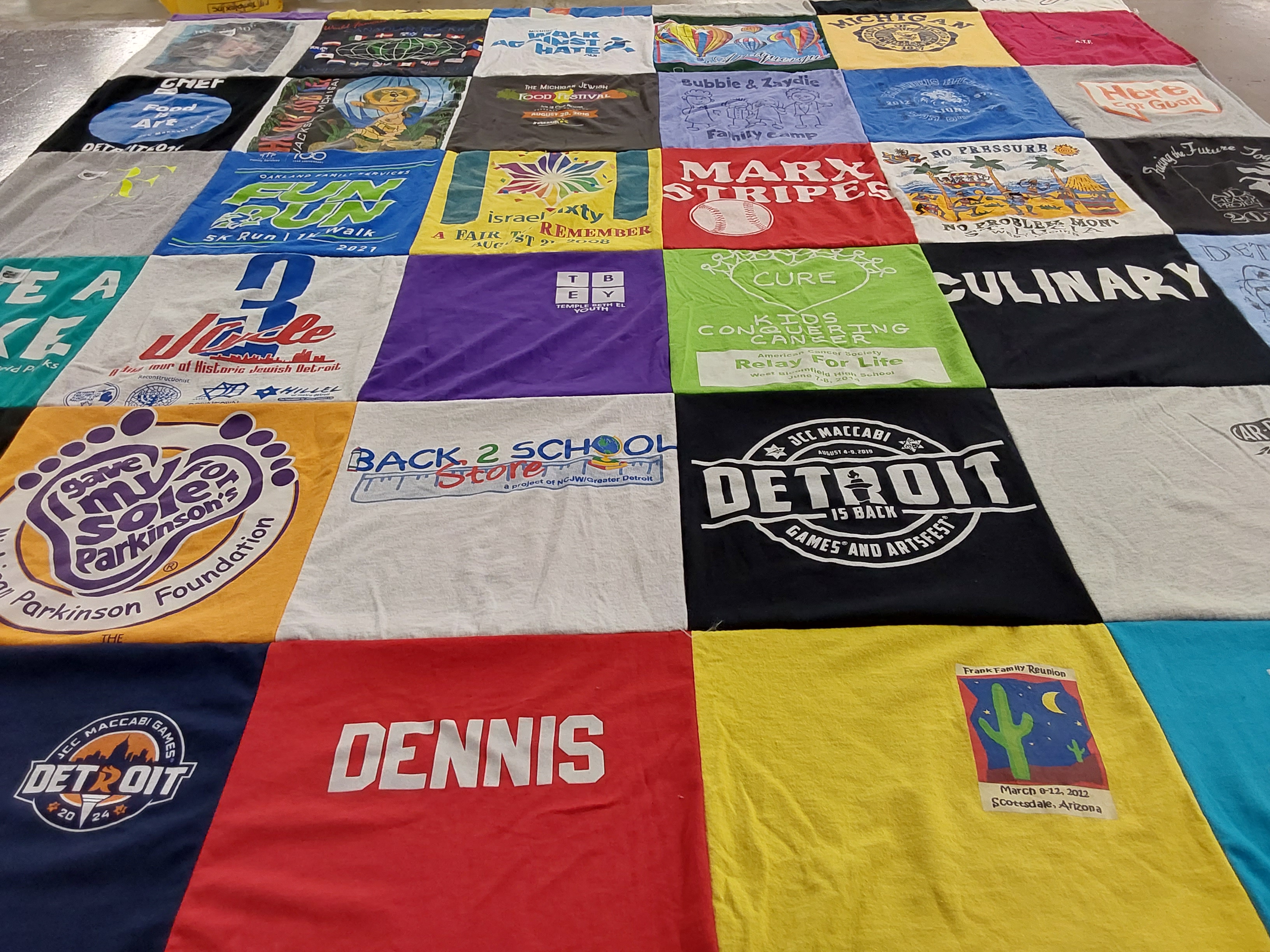 T-shirt quilt with health, fundraising themes by Dennis from MI