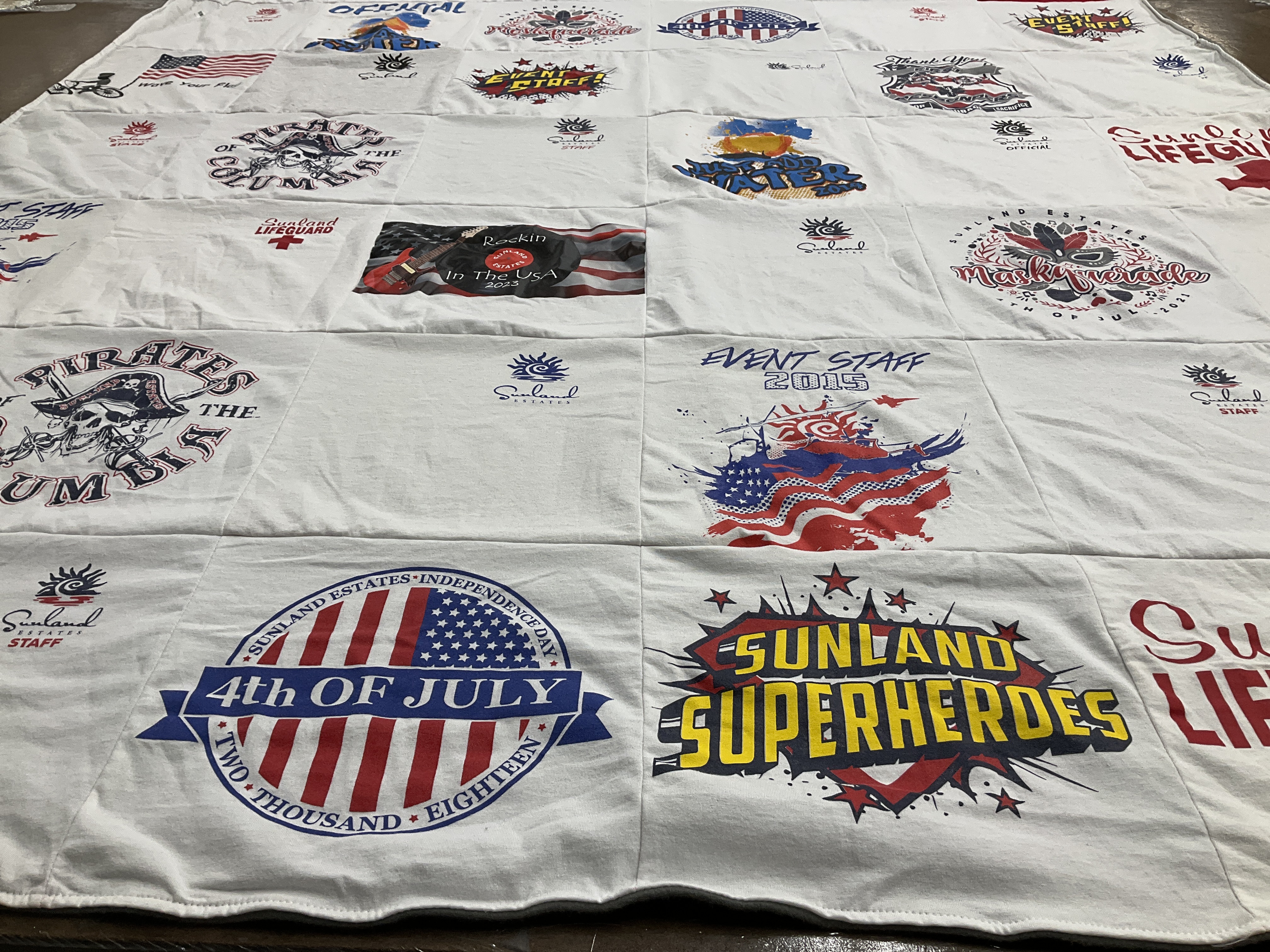 T-shirt quilt with event staffing, independence day celebrations themes by Reina from WA