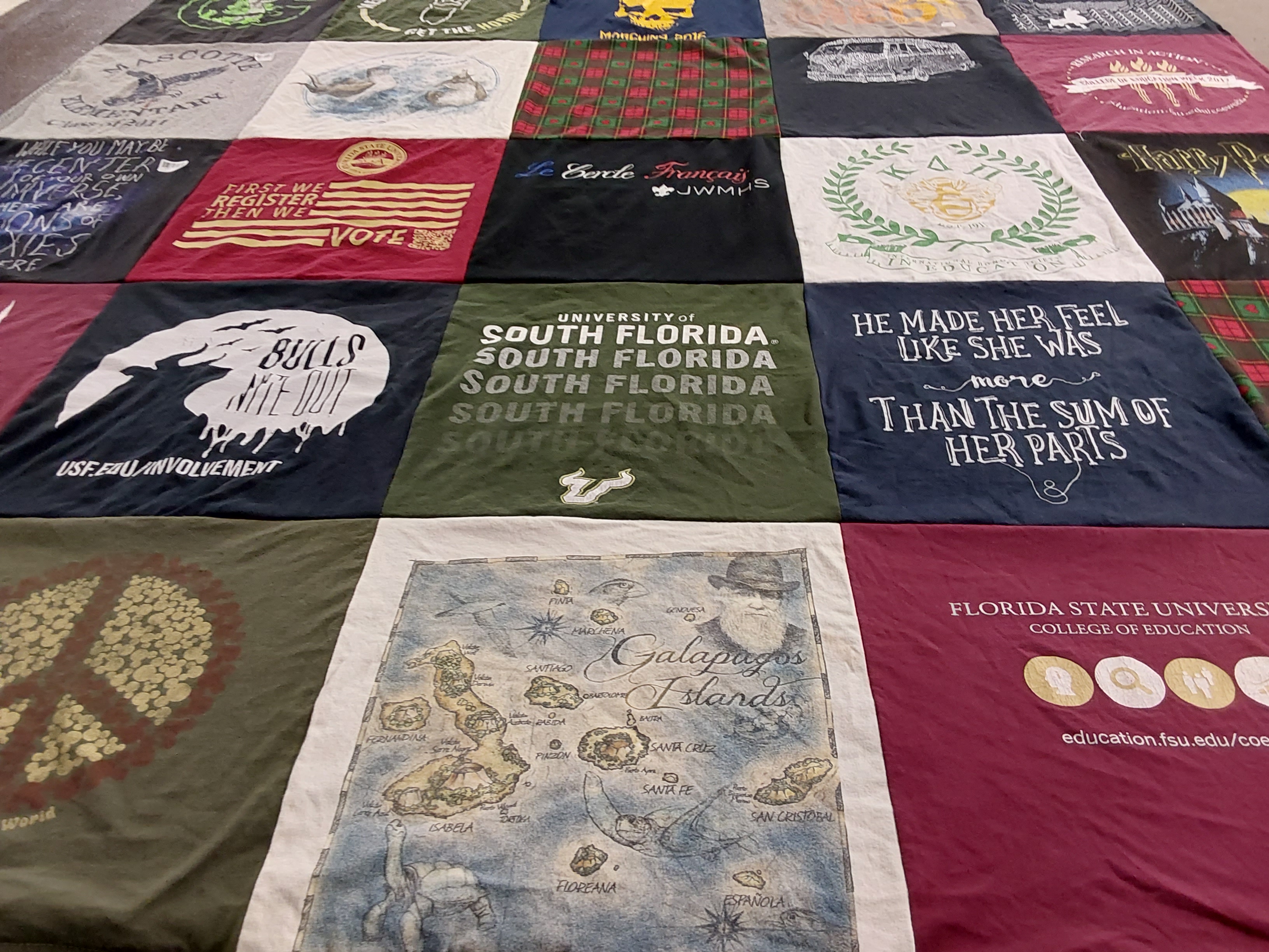 T-shirt quilt featuring south florida bulls by Payton from FL