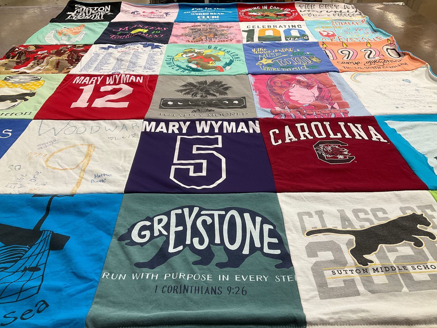 T-shirt quilt from university of south carolina by Mary Wyman from GA