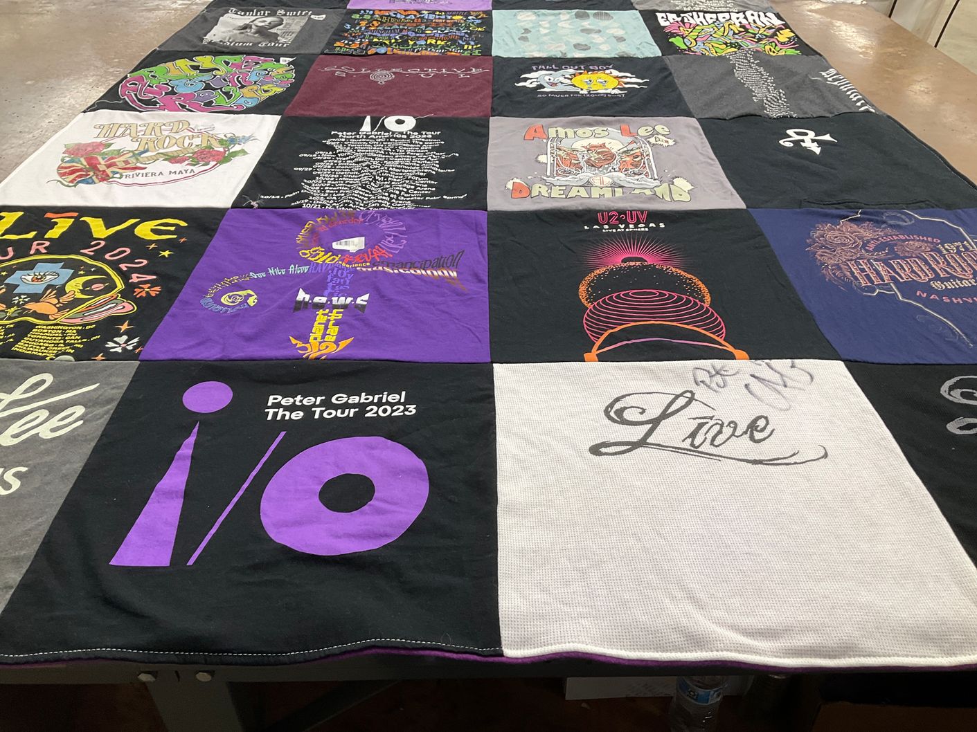 T-shirt quilt with music, concerts themes by DOREEN from MN