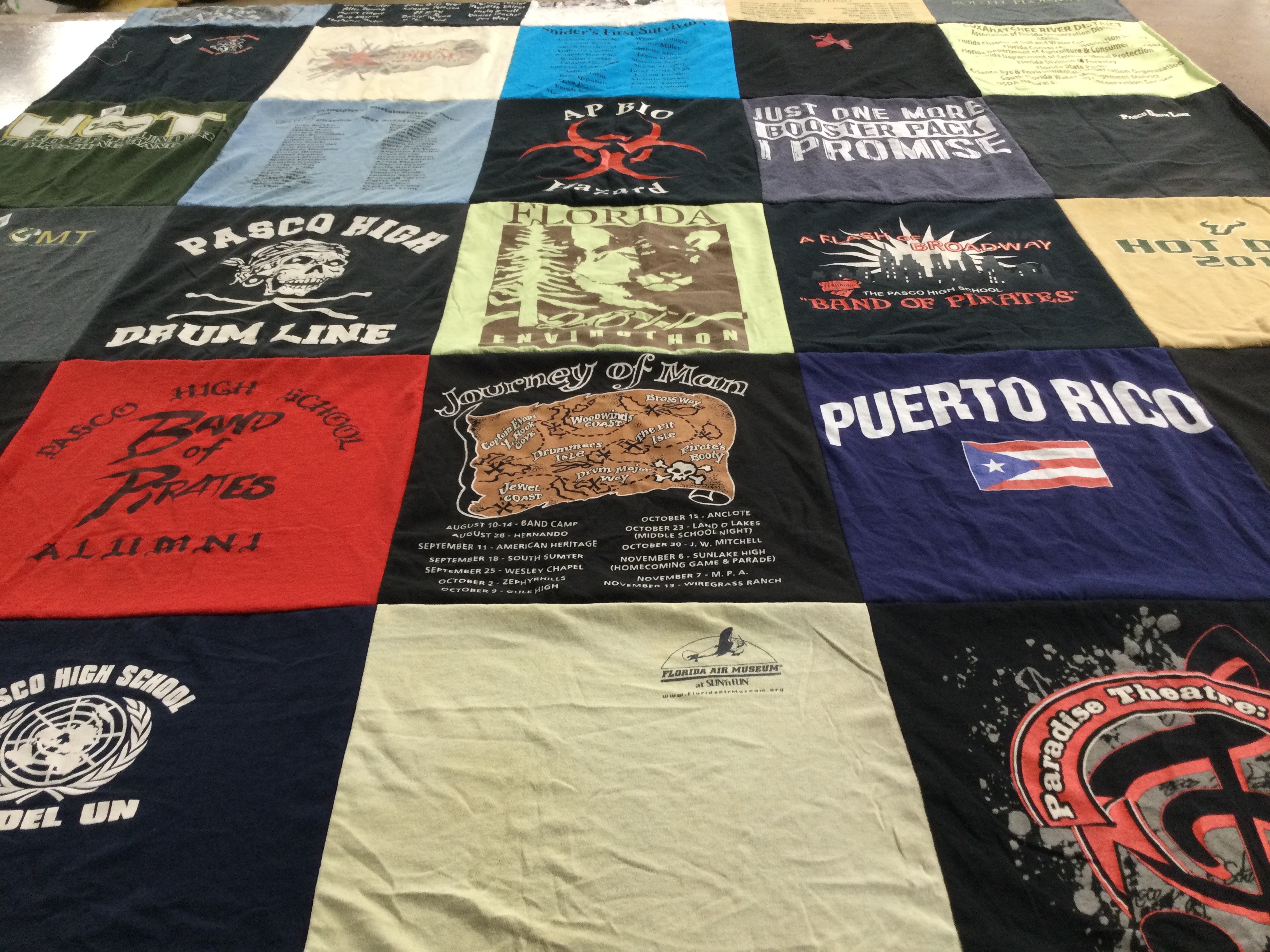T-shirt quilt featuring pasco high school band of pirates by Kathleen from MI