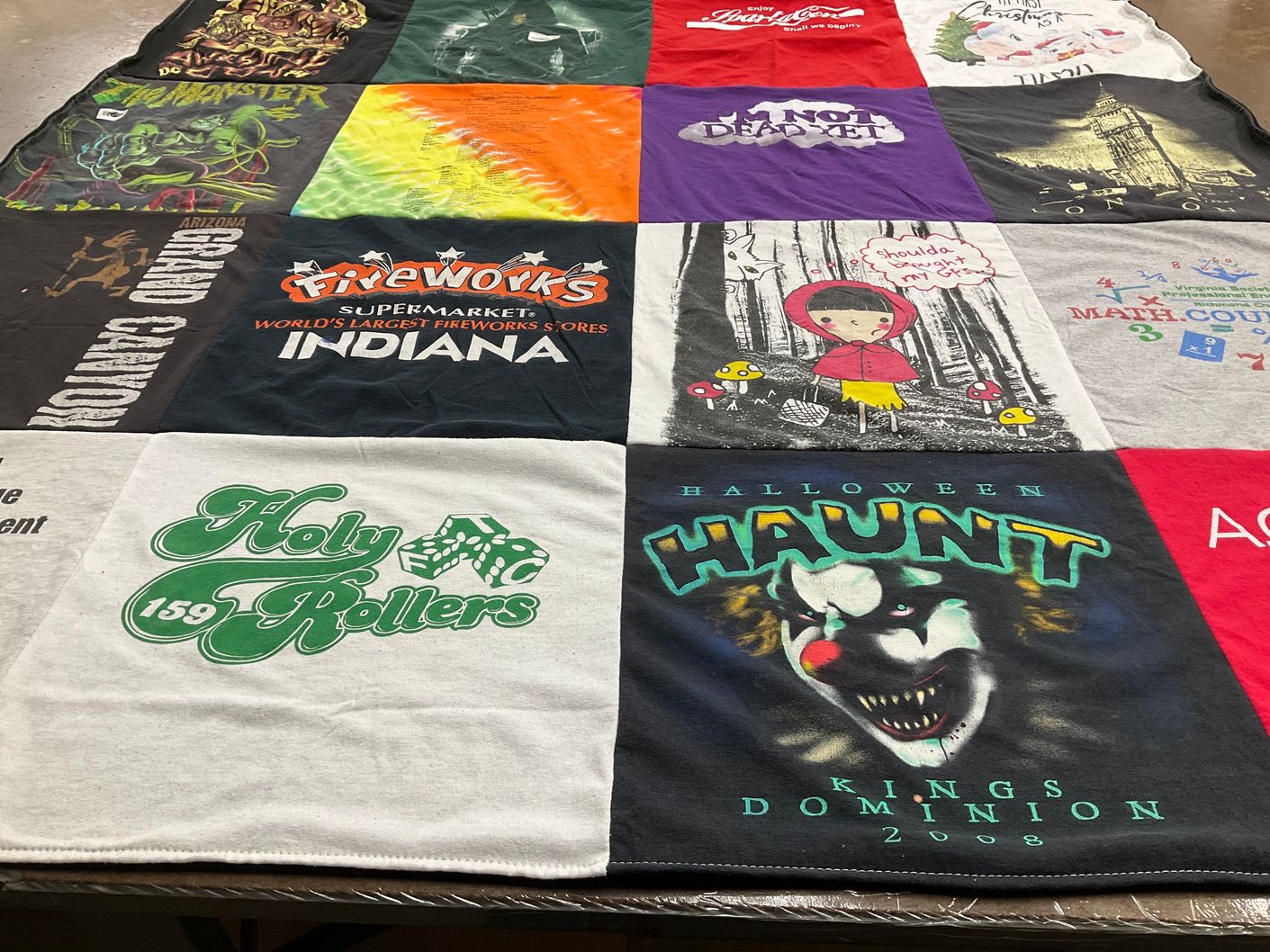 T-shirt quilt with fireworks, haunts themes by Ashley from VA