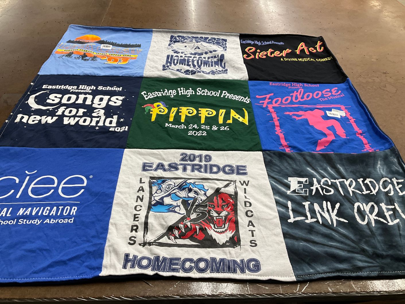 T-shirt quilt featuring eastridge wildcats, eastridge lancers by Grace from NY