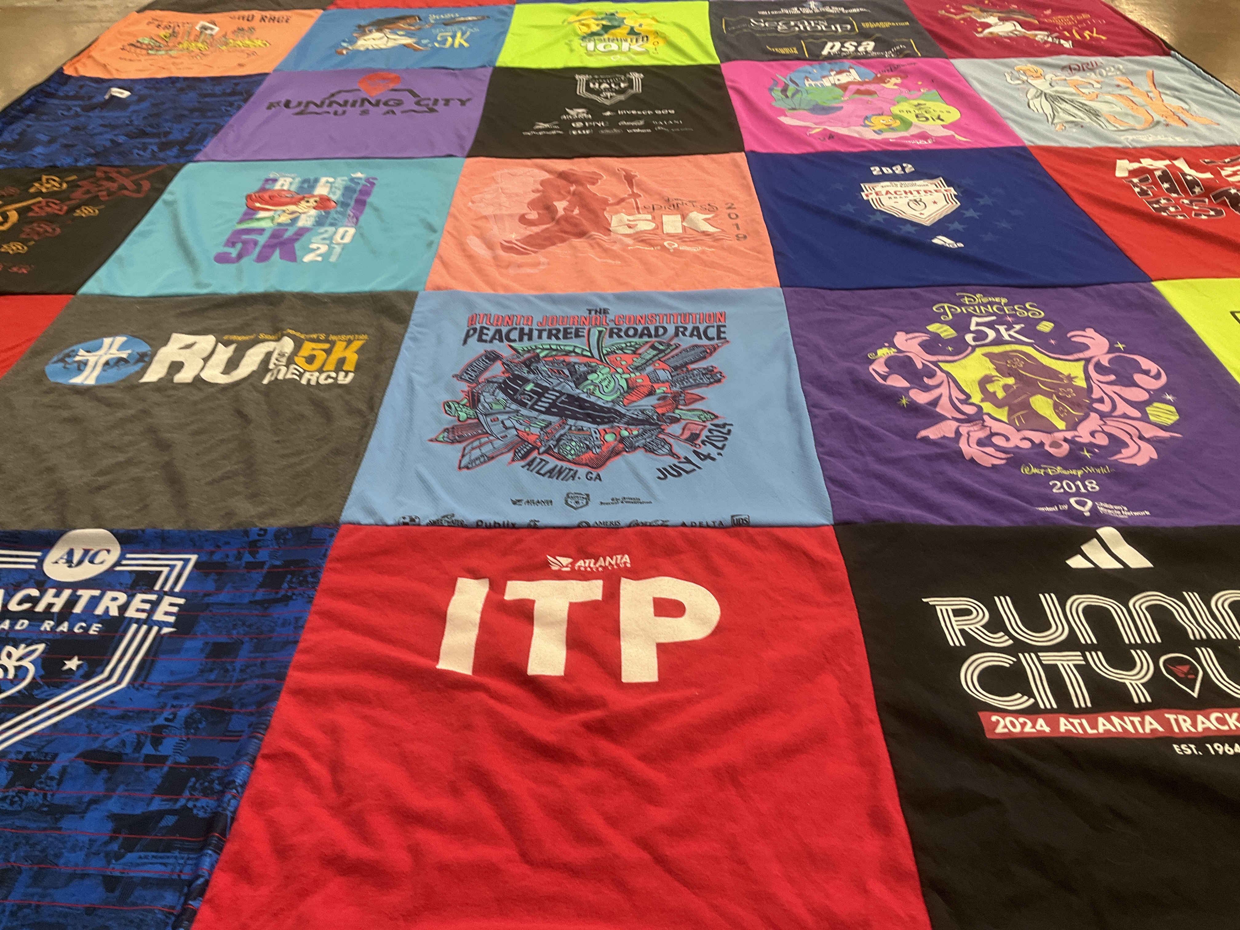 T-shirt quilt with running, races themes by Brittany from GA
