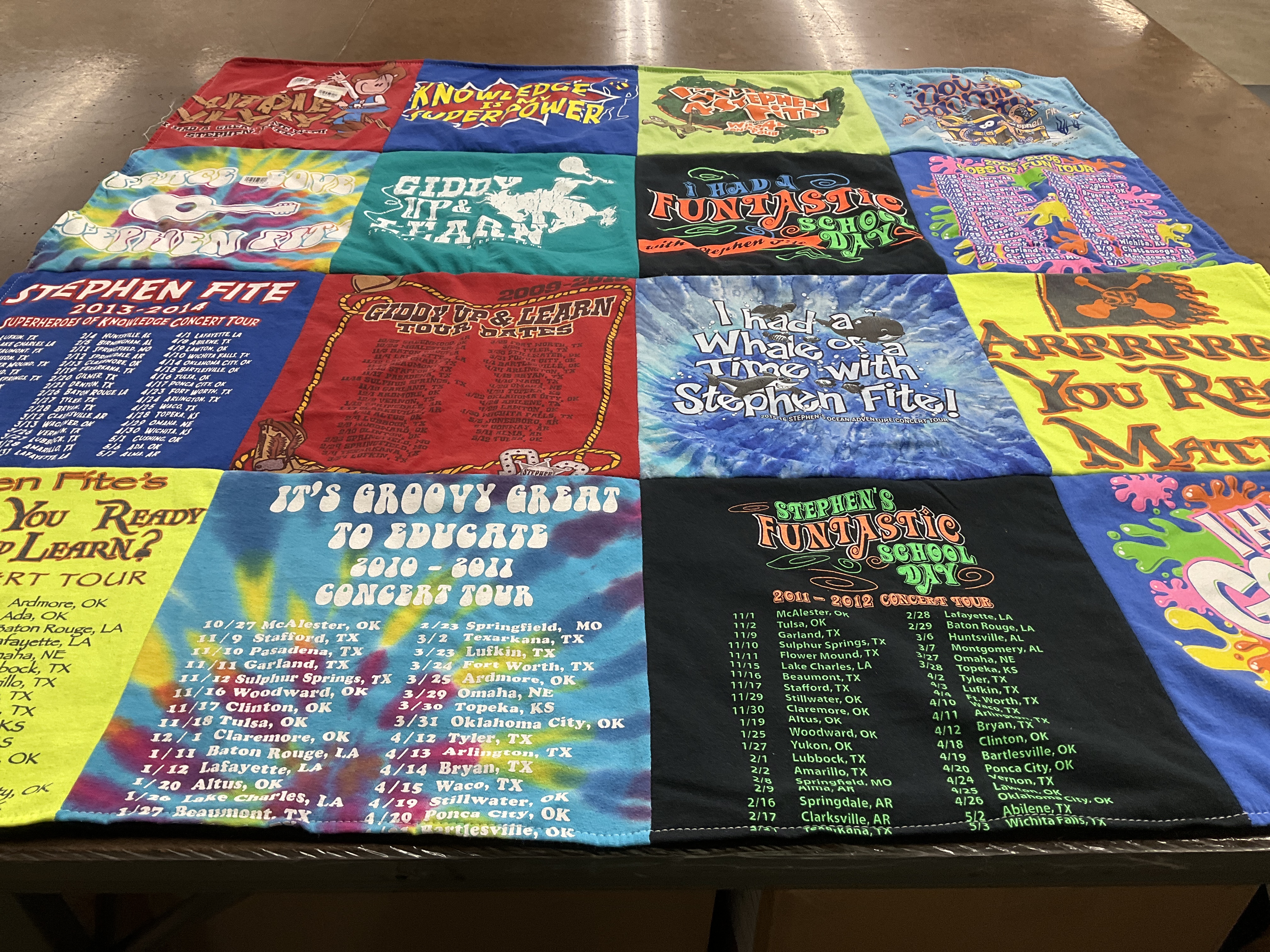 T-shirt quilt with music, education themes by April from OK