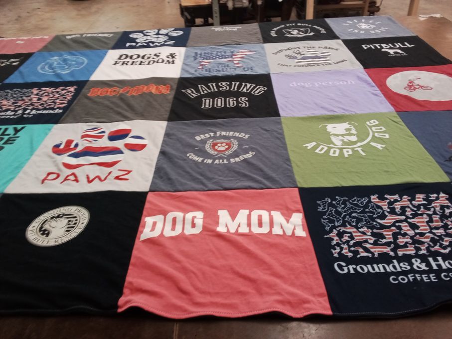 T-shirt quilt with dogs, animal rescue themes by Shawn from VA