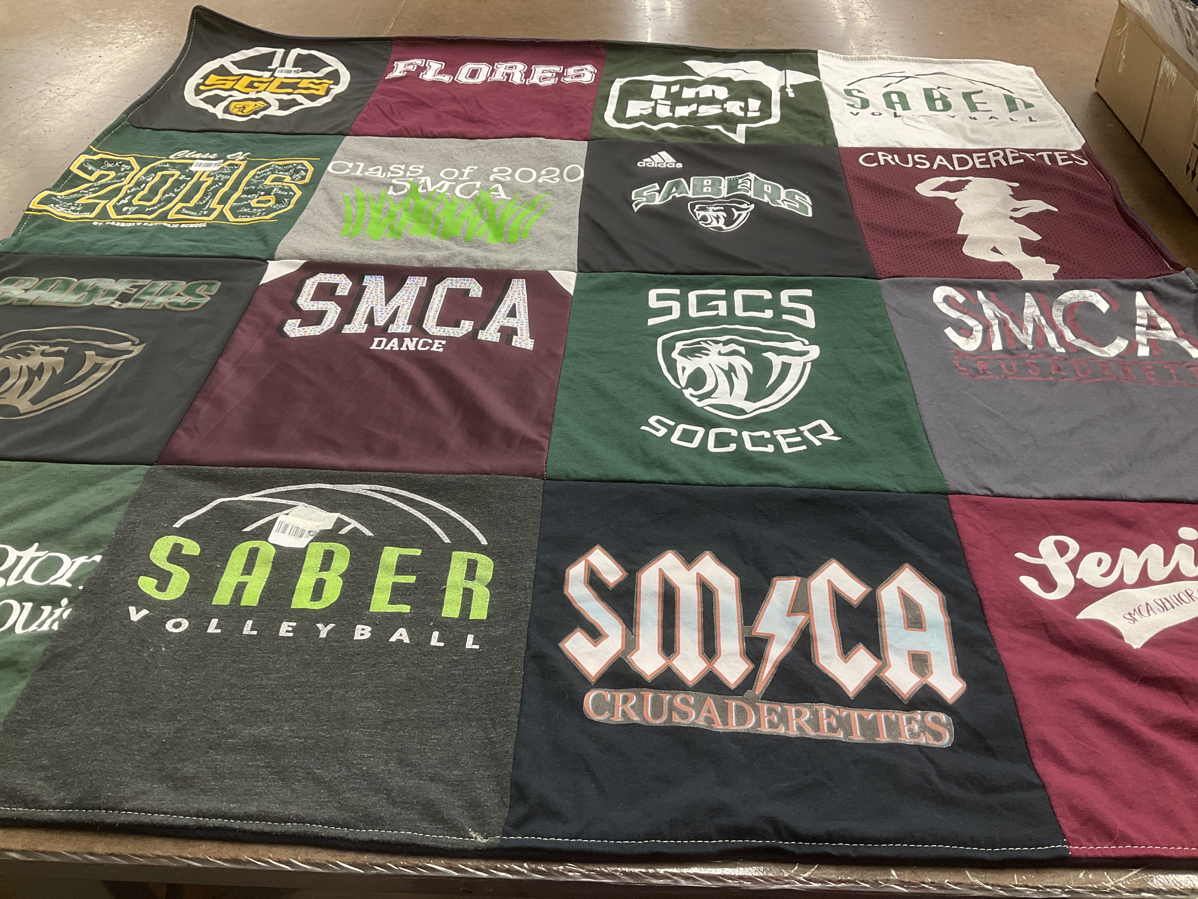 T-shirt quilt featuring saber volleyball, sgcs soccer by Dancy from TX