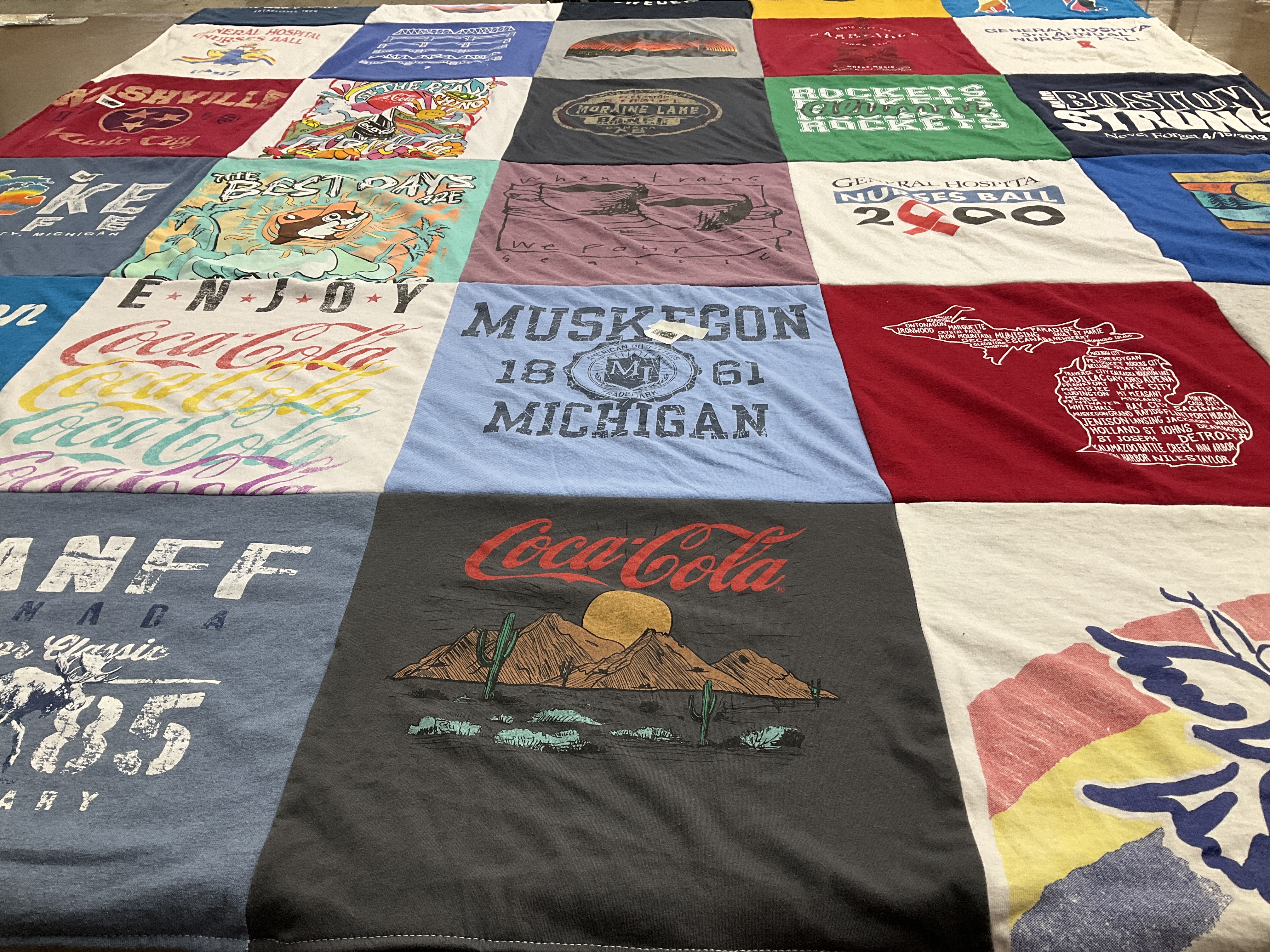 T-shirt quilt featuring rockets by Pam from MI