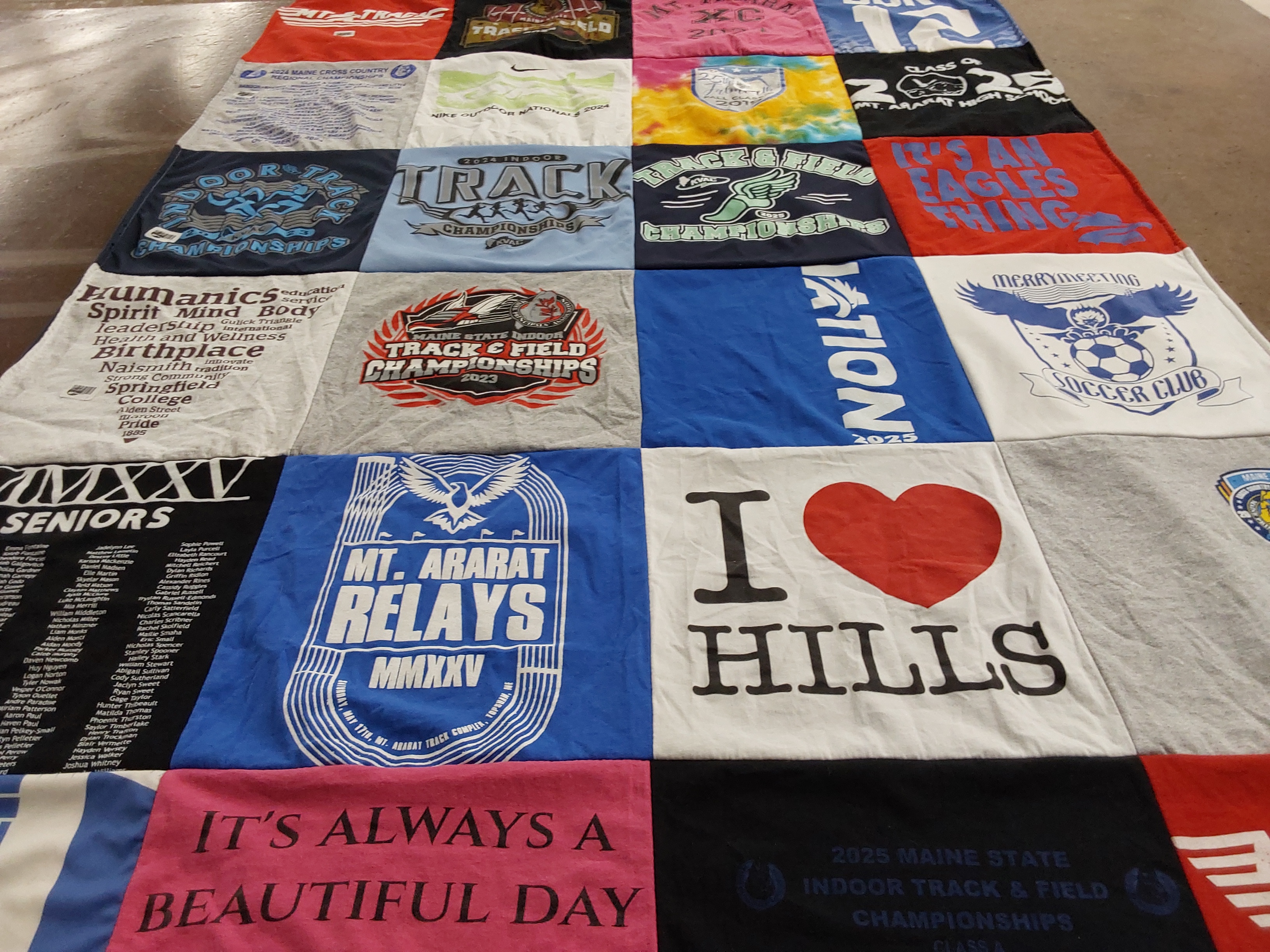 T-shirt quilt featuring mt. ararat track and field team by Jody from ME